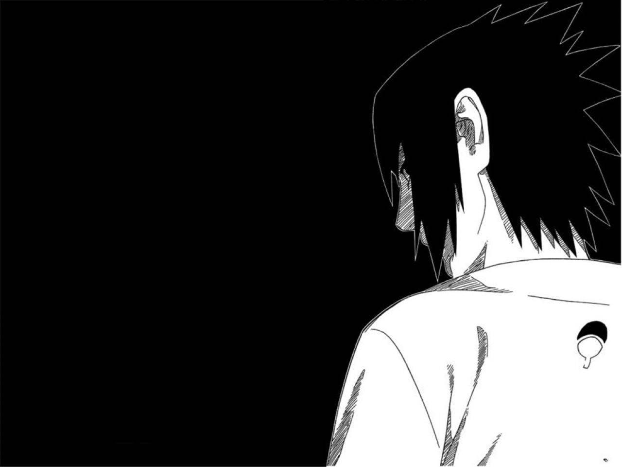 Naruto Shippuden Sasuke Uchiha কালো এবং সাদা PFP ওয়ালপেপার