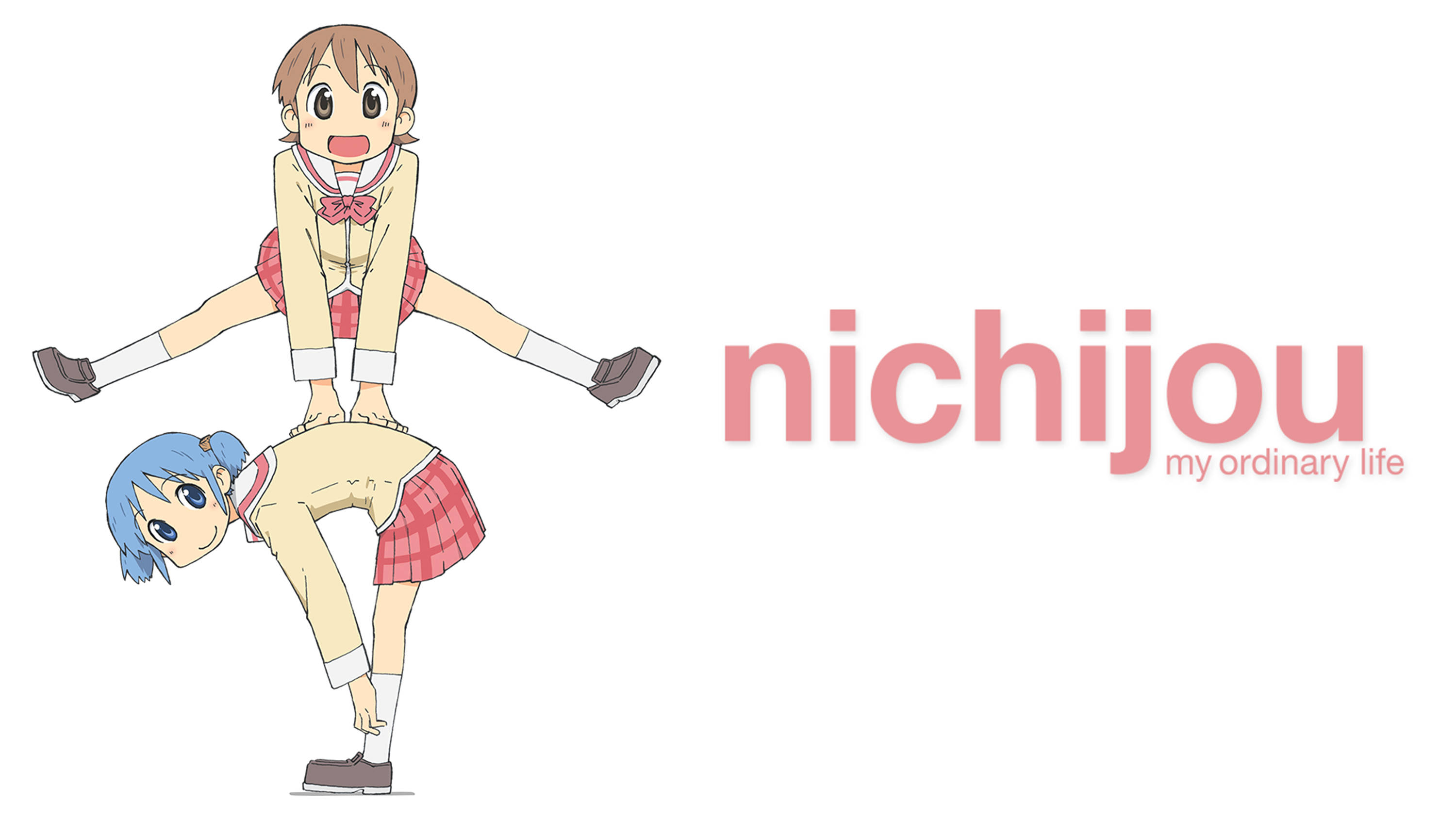 Nichijou লিপফ্রগ সাদা ব্যাকড্রপ ওয়ালপেপার