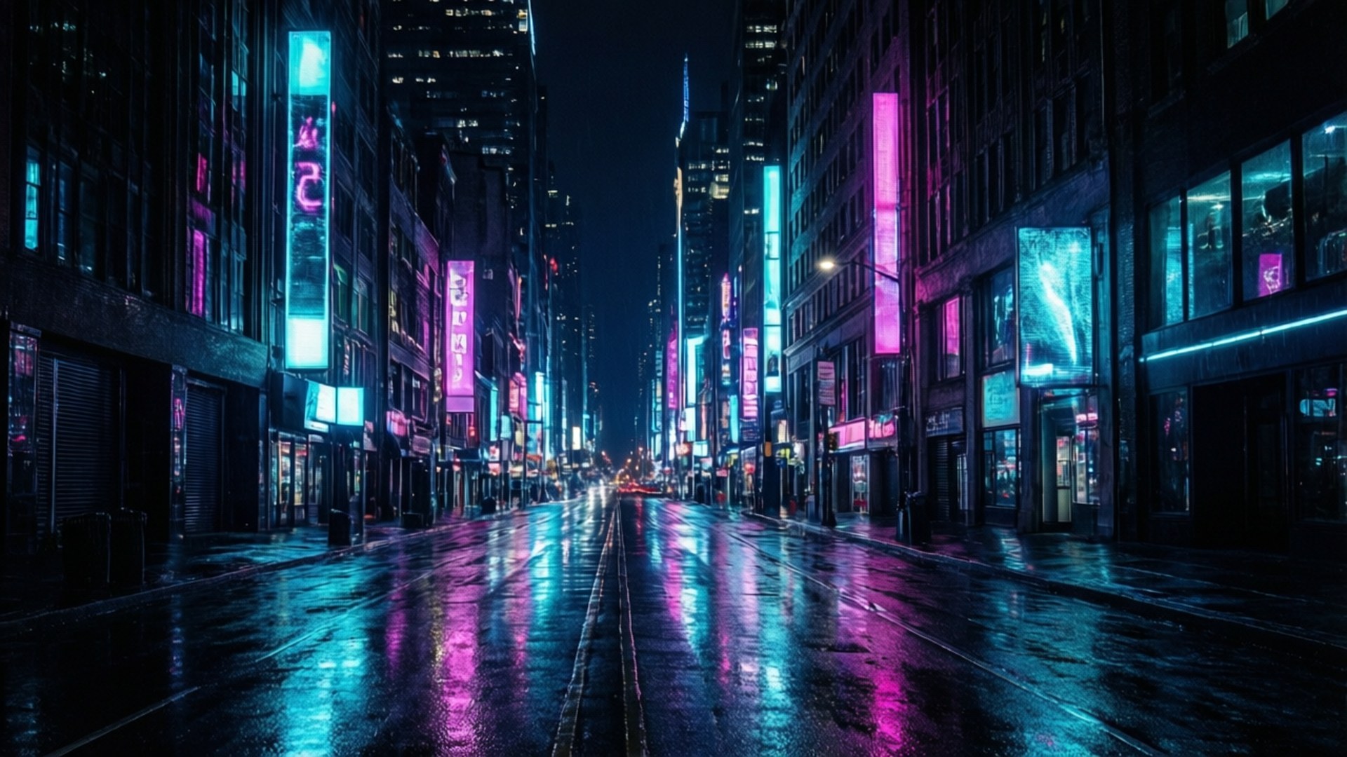 নিয়ন সিটিস্কেপ OLED ওয়ালপেপার