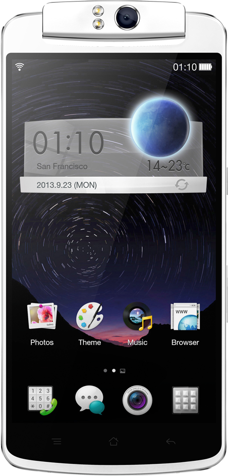 Oppo স্মার্টফোনের সামনের দিকের ভিউ ডিসপ্লে ওয়ালপেপার