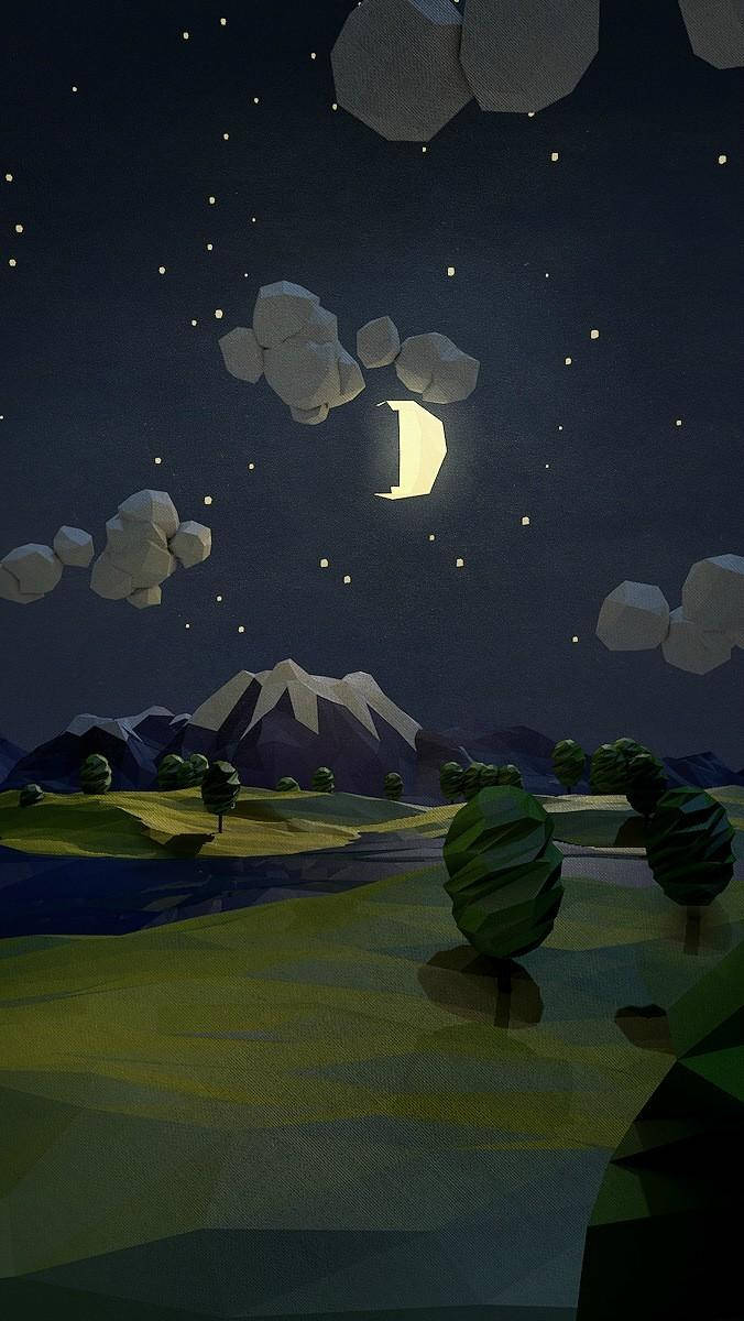 Polygon Forest Painting iPhone SE ওয়ালপেপার