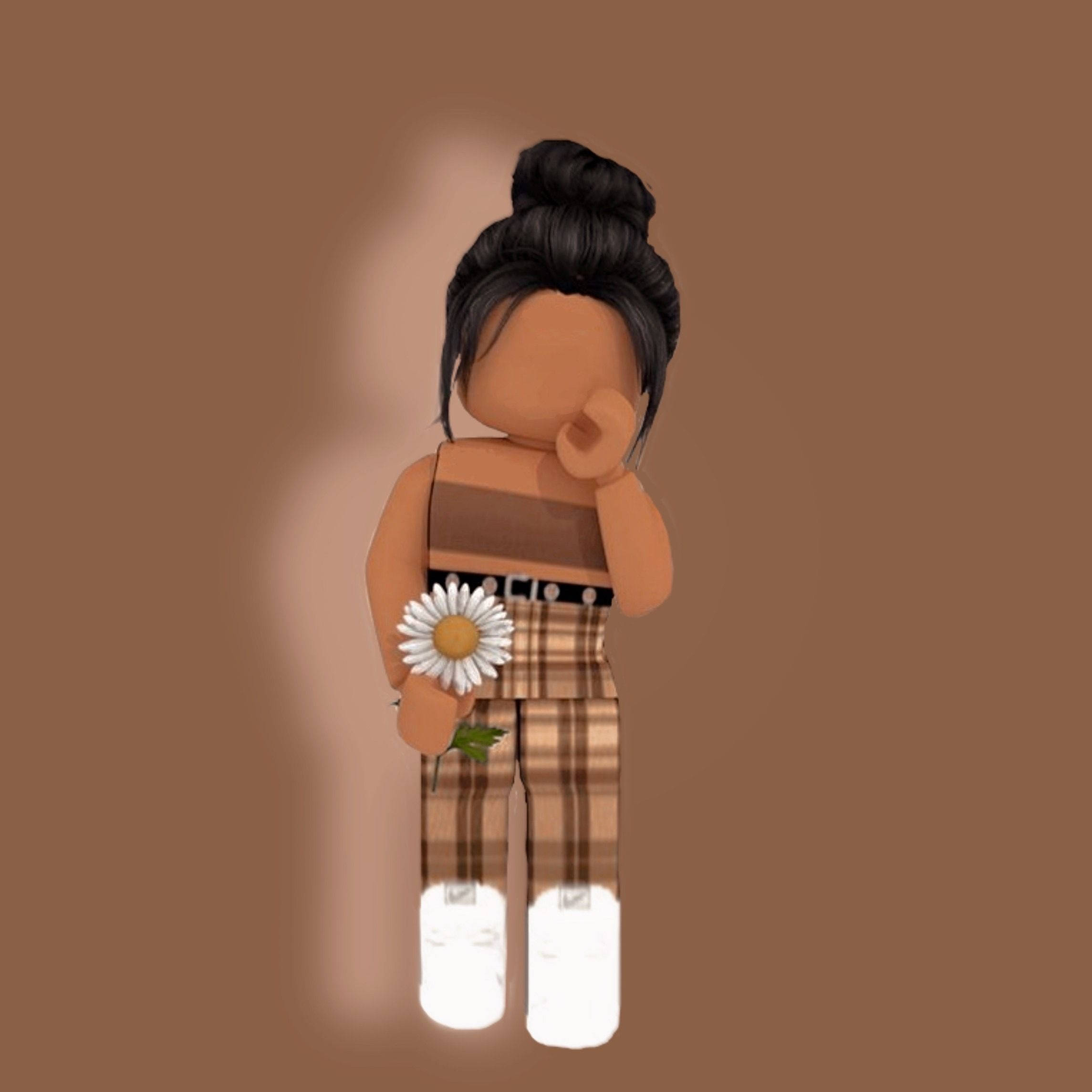 Roblox নান্দনিক মেয়ে সাদা ফুল ওয়ালপেপার