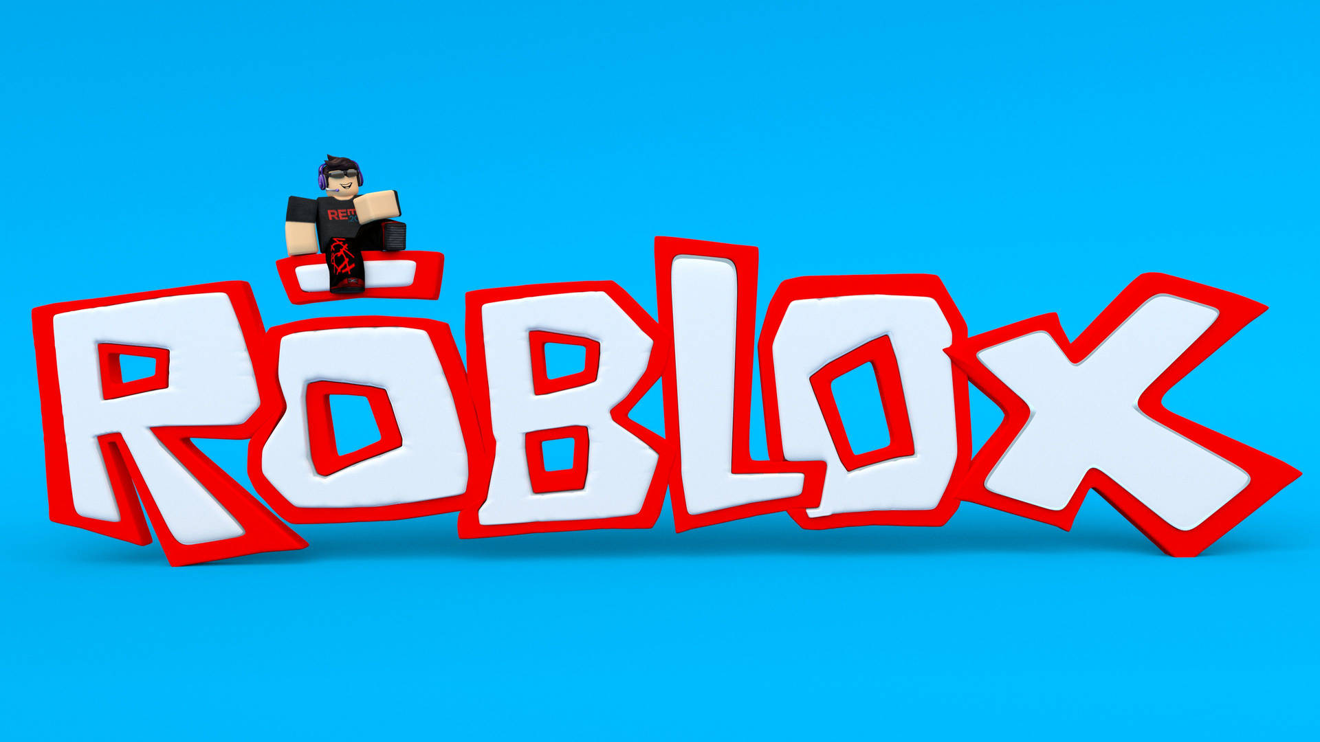 নীল পটভূমিতে Roblox গেম কভারের দুর্দান্ত 3D ওয়ালপেপার — রোব্লক্স ওয়ালপেপার