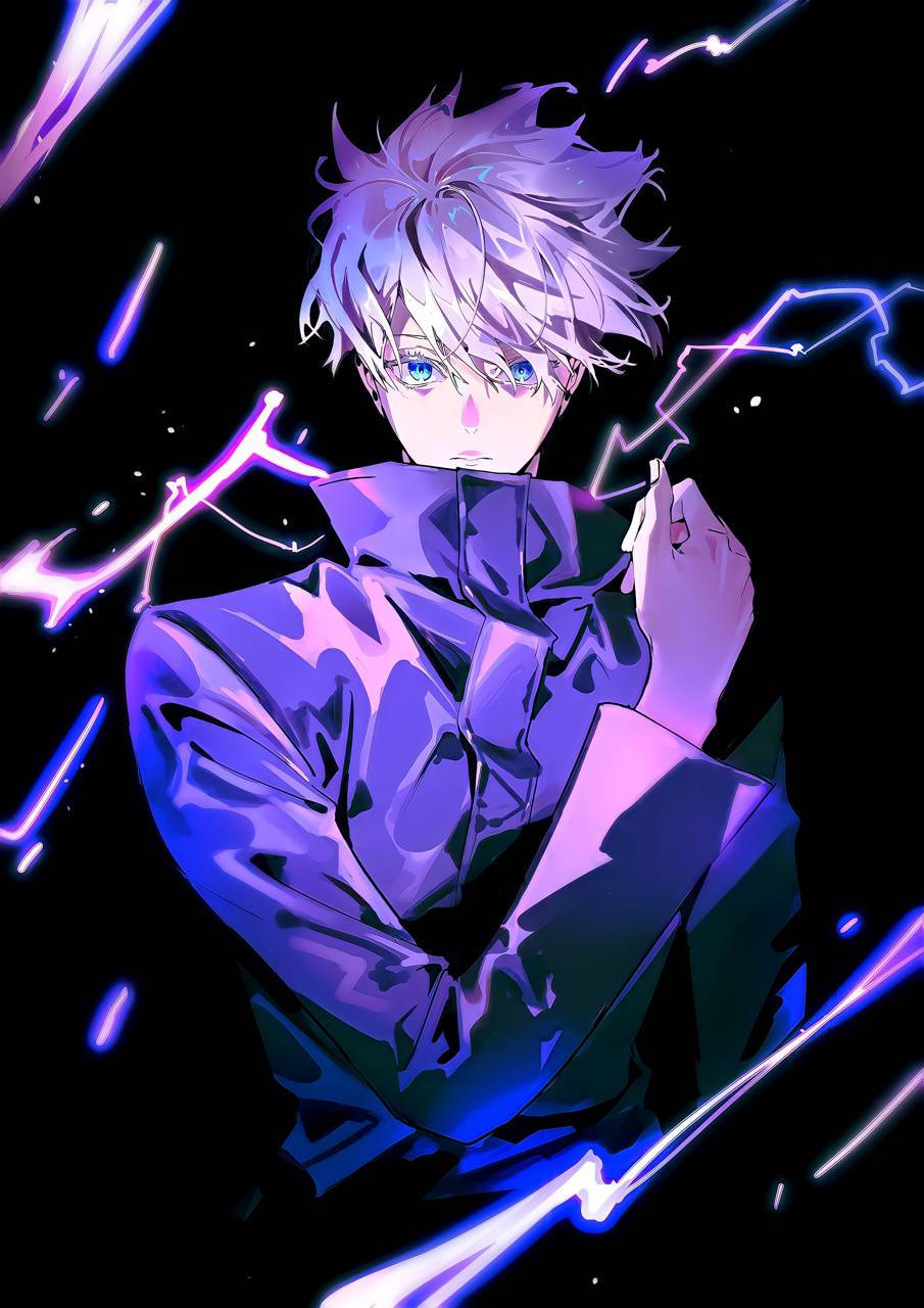 Satoru Gojo Jujutsu Kaisen ফোন বেগুনি বজ্রপাত ওয়ালপেপার