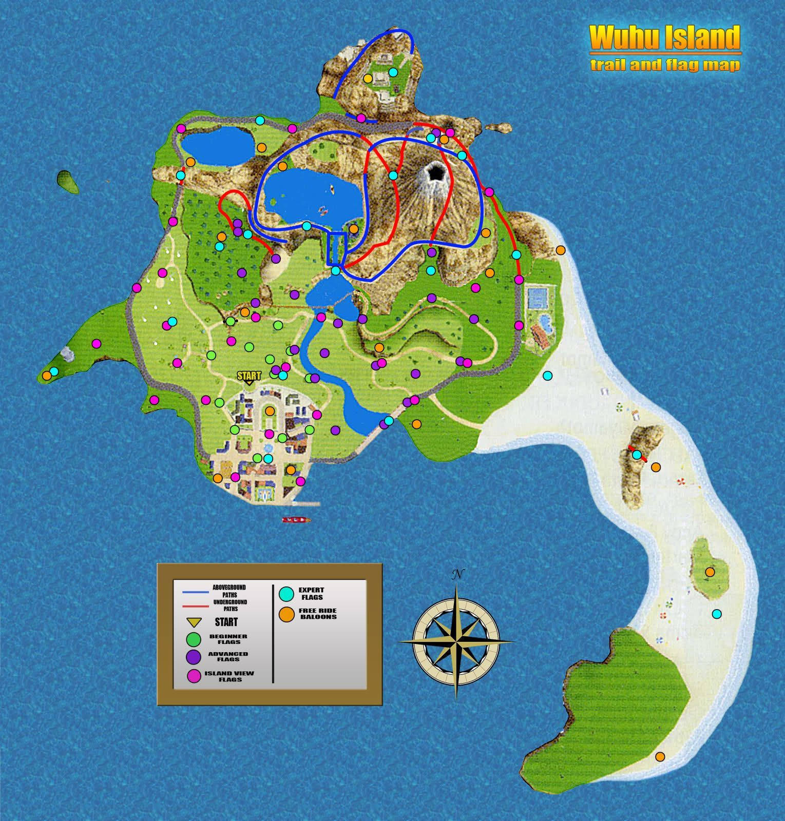 Wii Sports Resort Wuhu দ্বীপের গেম ম্যাপ ওয়ালপেপার