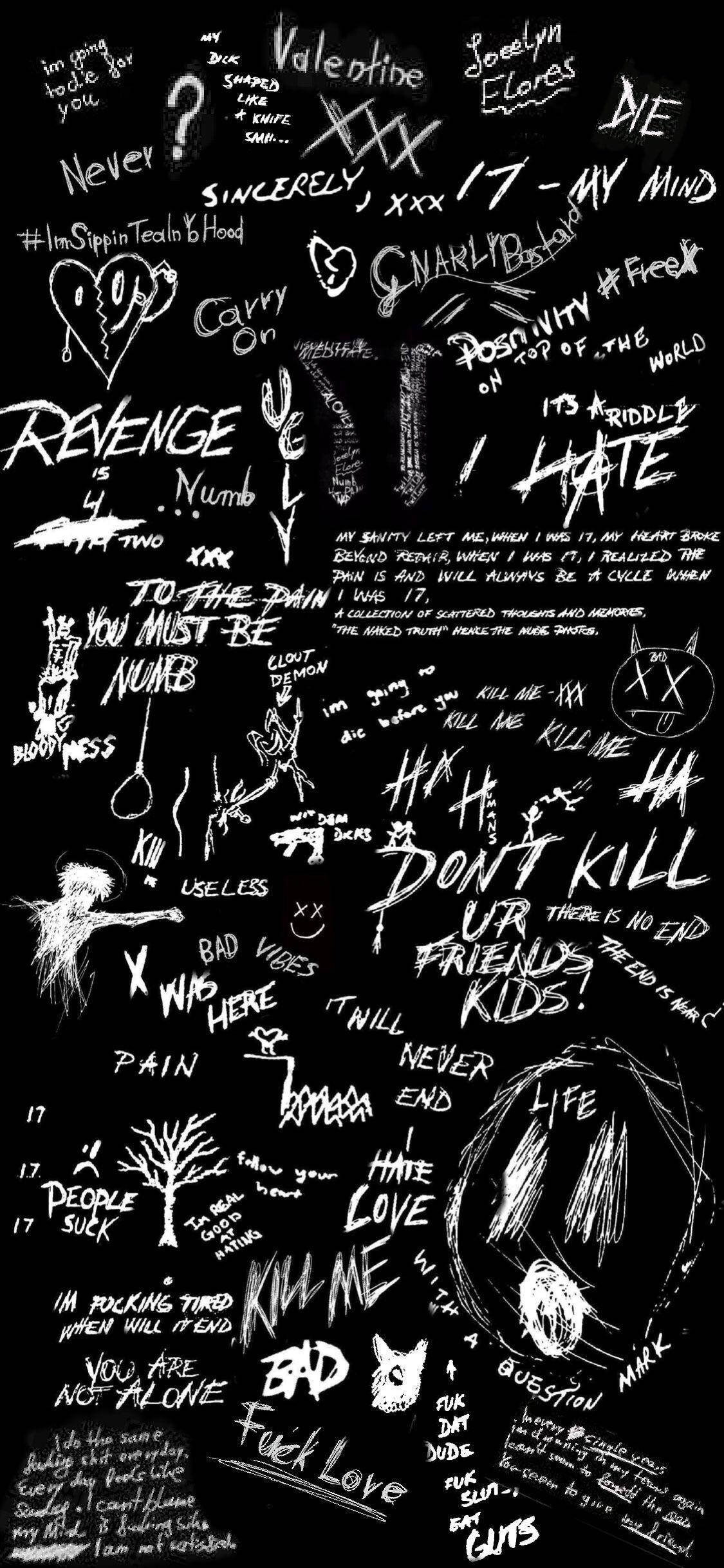 XXXTentacion নান্দনিক গানের লিরিক্স কোলাজ ওয়ালপেপার