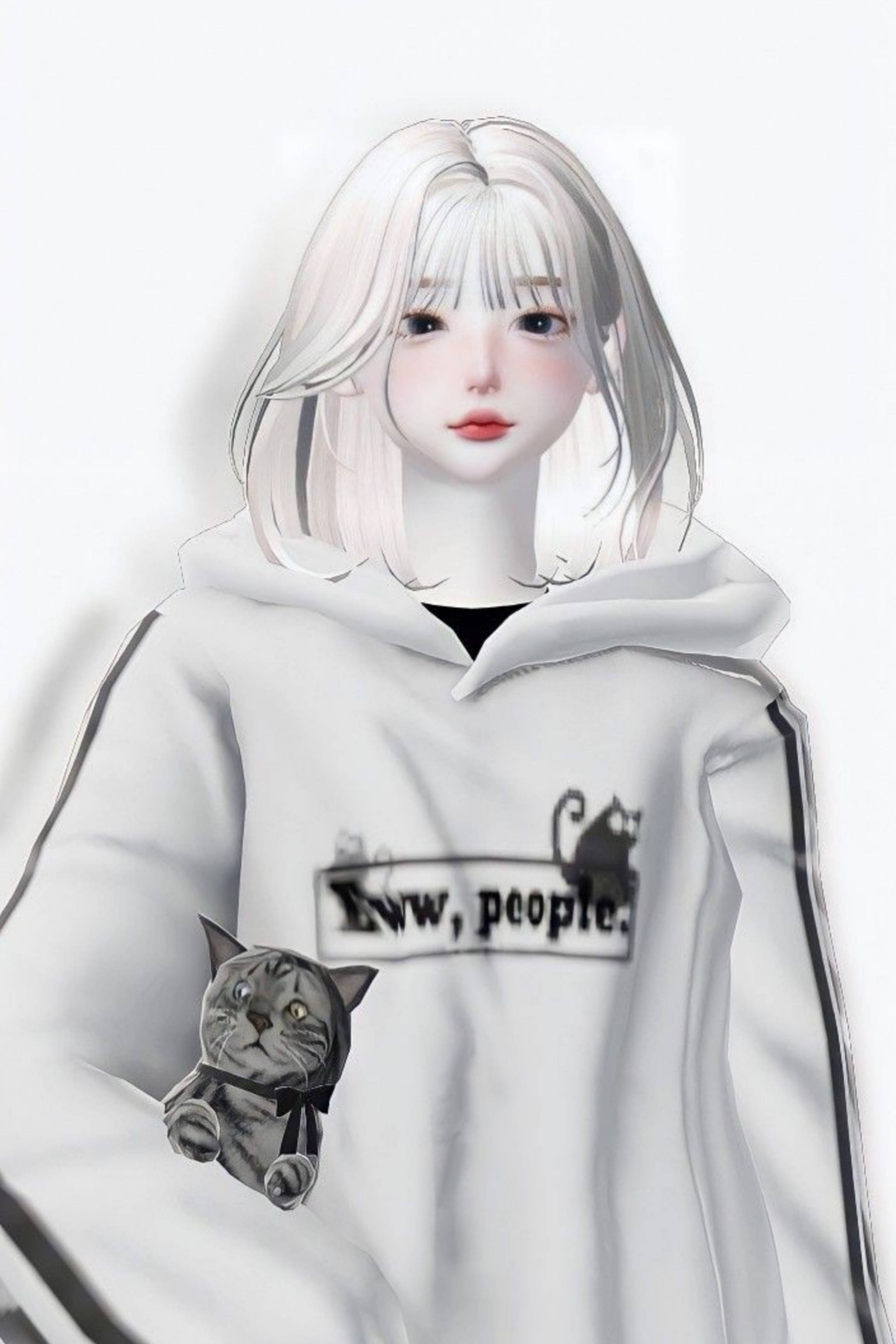 Zepeto সাদা নান্দনিক মেয়ে ওয়ালপেপার