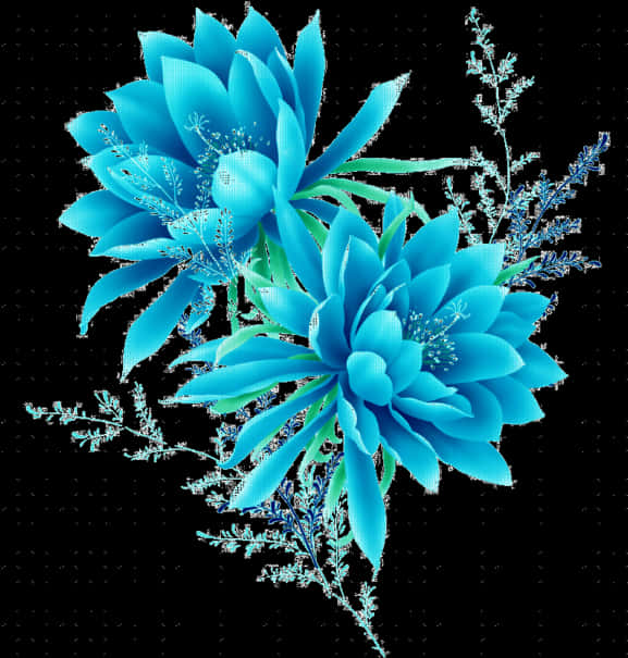 উজ্জ্বল নীল ফুলের শিল্পকর্ম ওয়ালপেপার