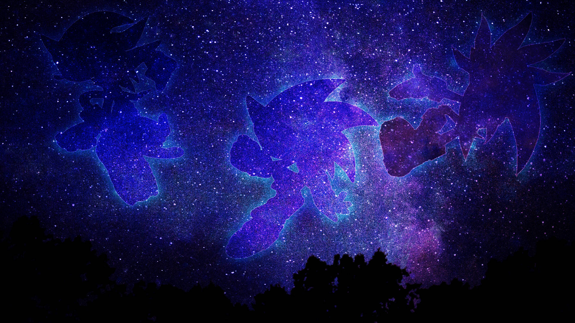 1920x1080 তারাভর্তি আকাশে হেজহগ