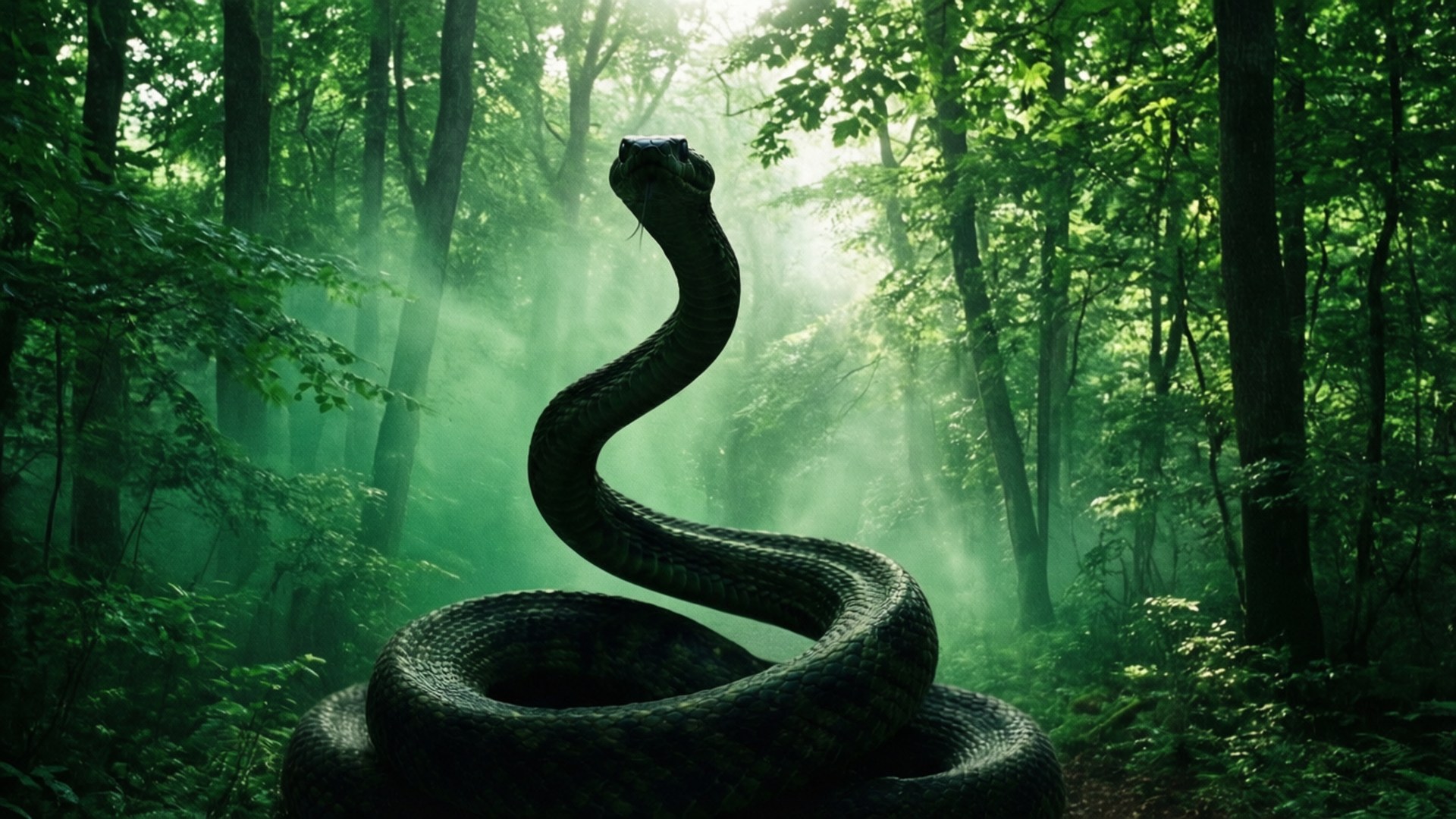 কুয়াশাচ্ছন্ন সাপের বন ওয়ালপেপার