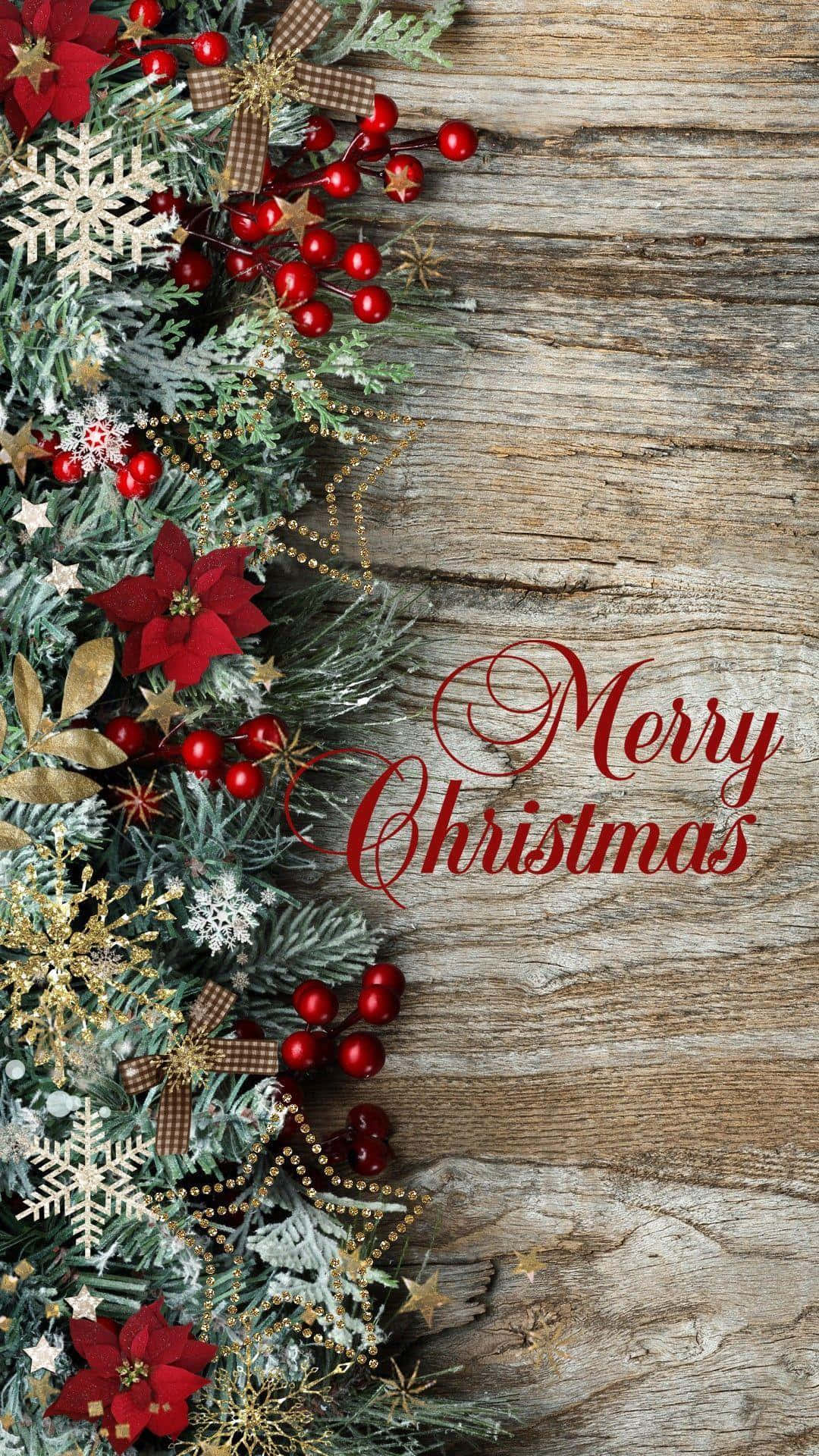 ক্রিসমাসের আধুনিক রূপ সহ একটি উৎসবমুখর ফোন ব্যাকগ্রাউন্ড ওয়ালপেপার