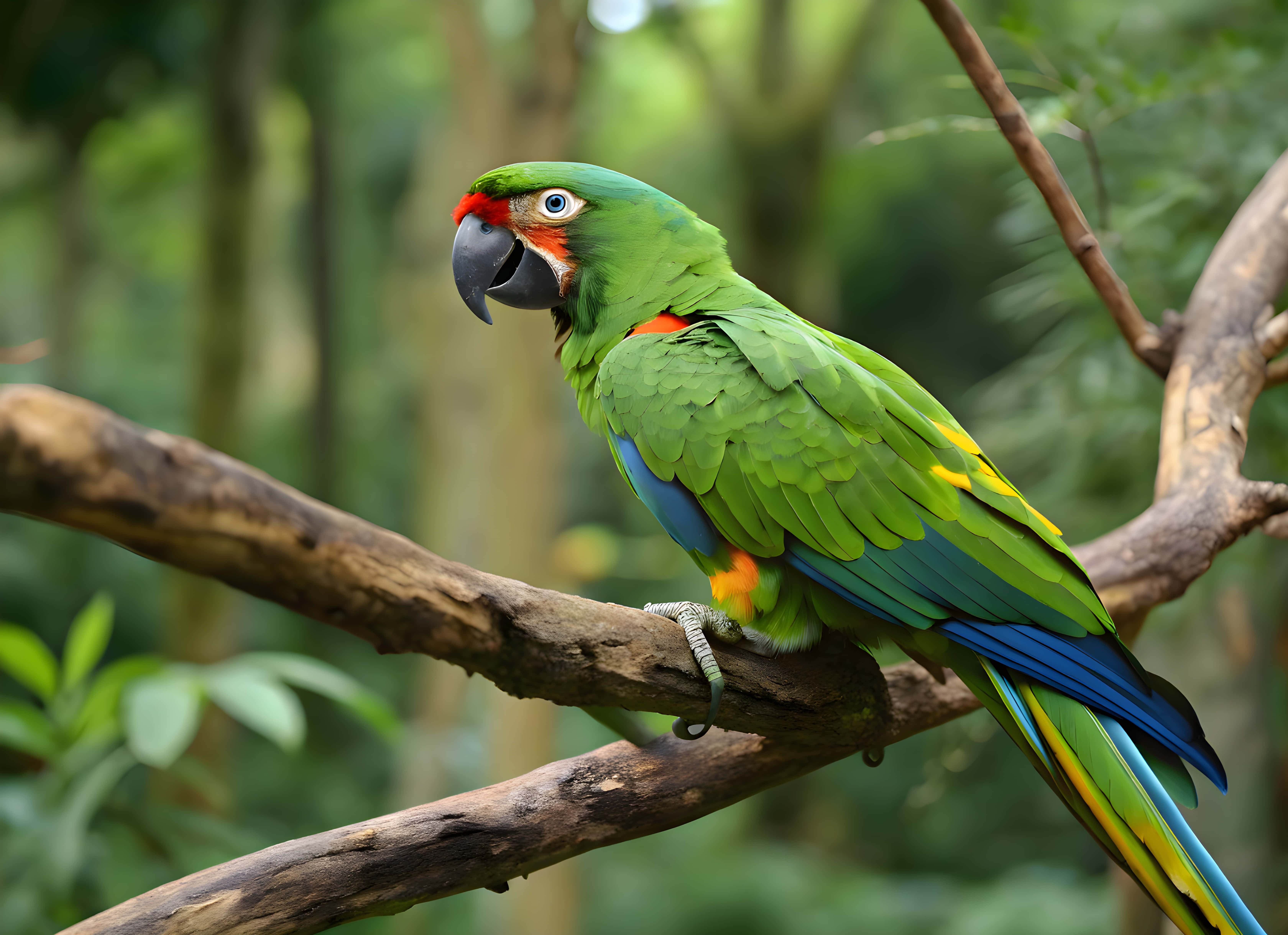 গাছের ডালে বসা একটি টিয়া পাখি ওয়ালপেপার