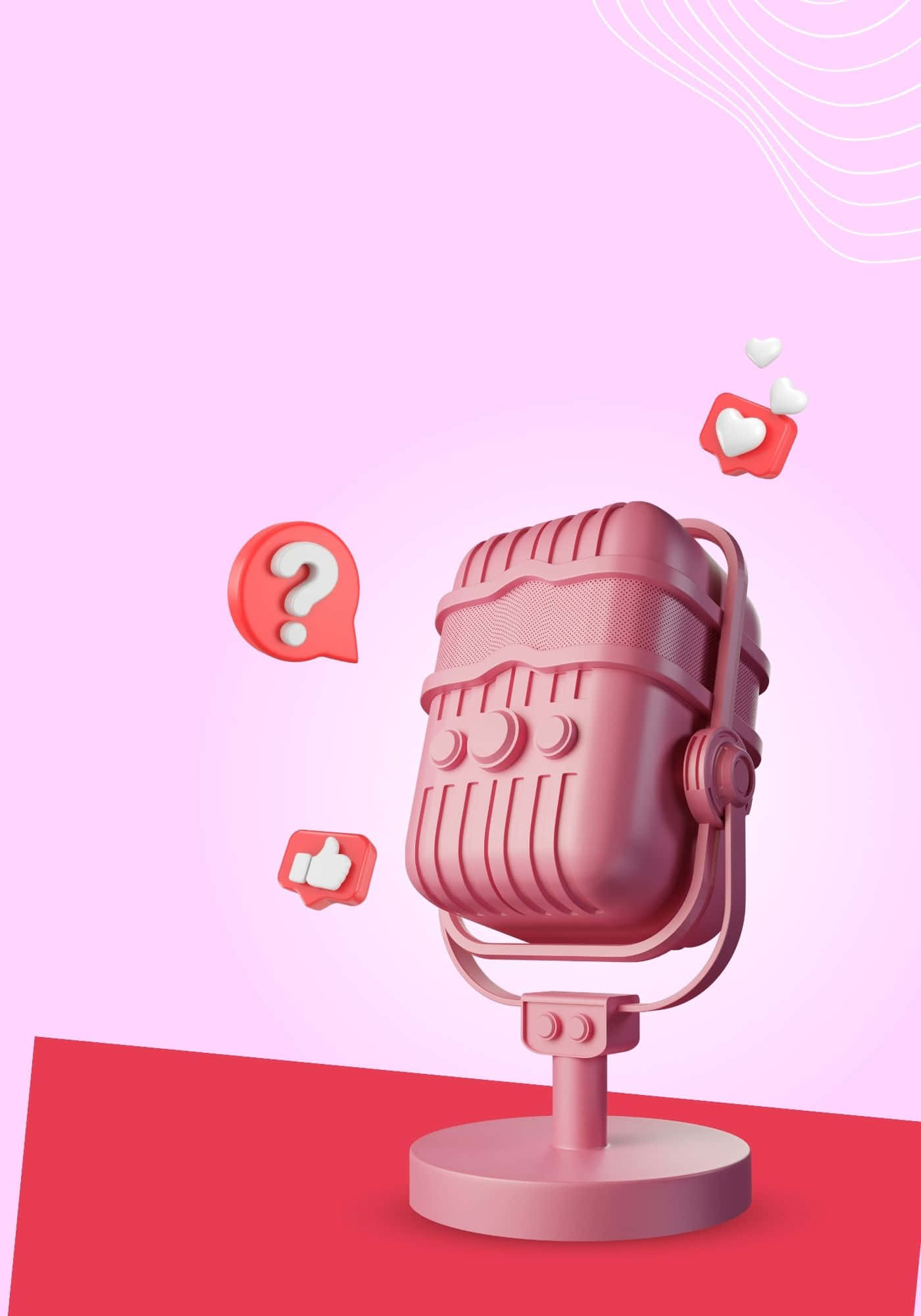গোলাপী 3D মাইক্রোফোন ব্যাকগ্রাউন্ড ওয়ালপেপার