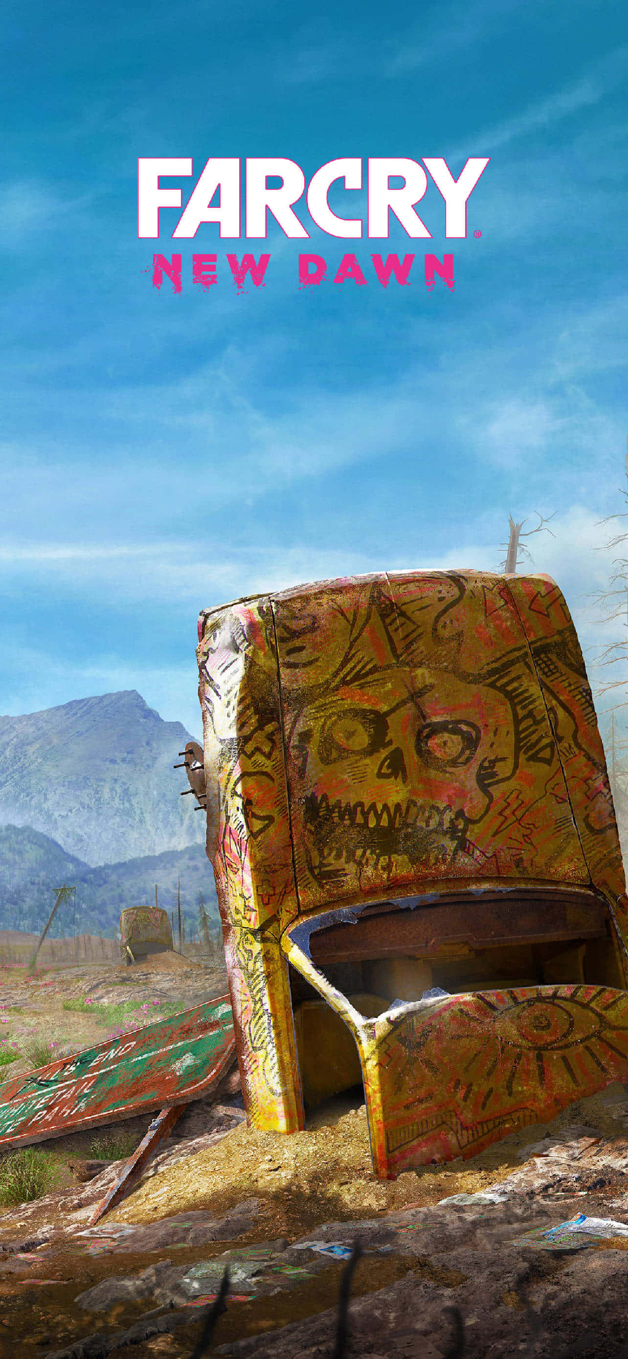 গ্রাফিতি হলুদ গাড়ি Pixel 3 Far Cry New Dawn ব্যাকগ্রাউন্ড ওয়ালপেপার