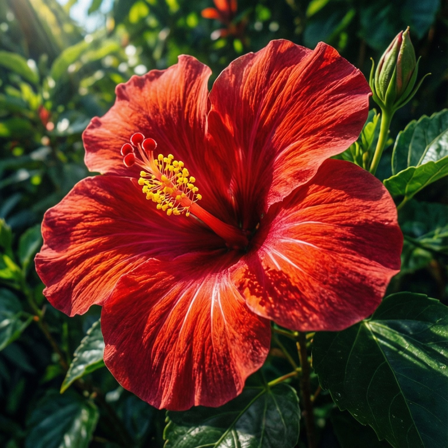গ্রীষ্মমণ্ডলীয় লাল হিবিস্কাস ওয়ালপেপার