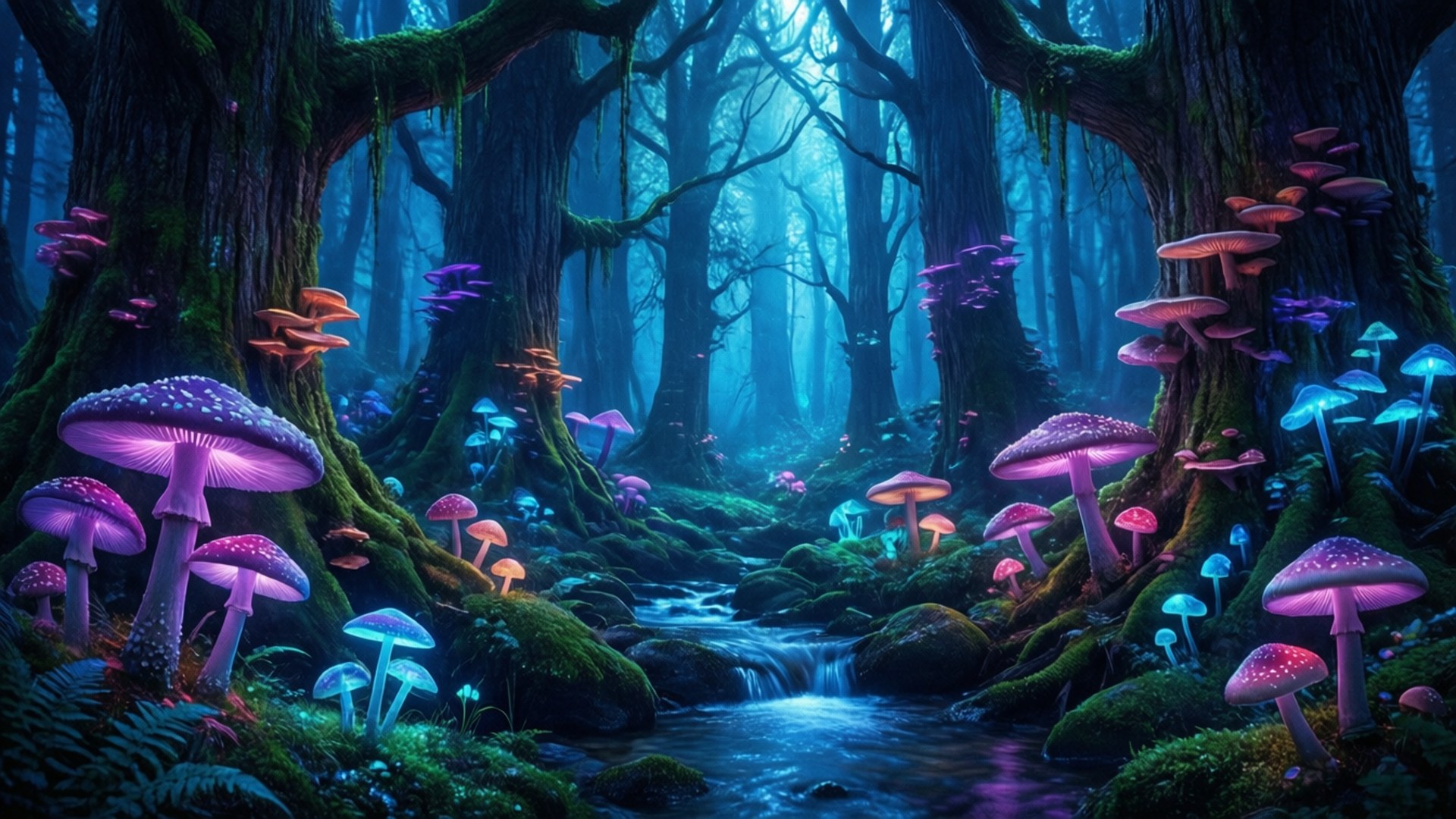 জৈবপ্রদীপ্ত বন ওয়ালপেপার