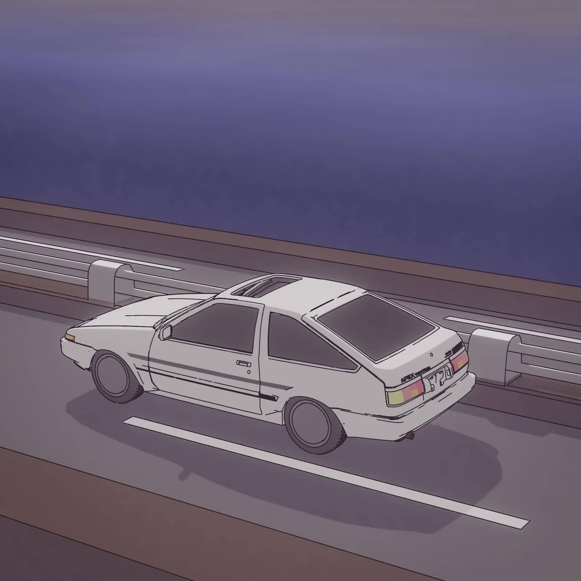 টয়োটা AE86 গাড়ি অ্যানিমে ওয়ালপেপার