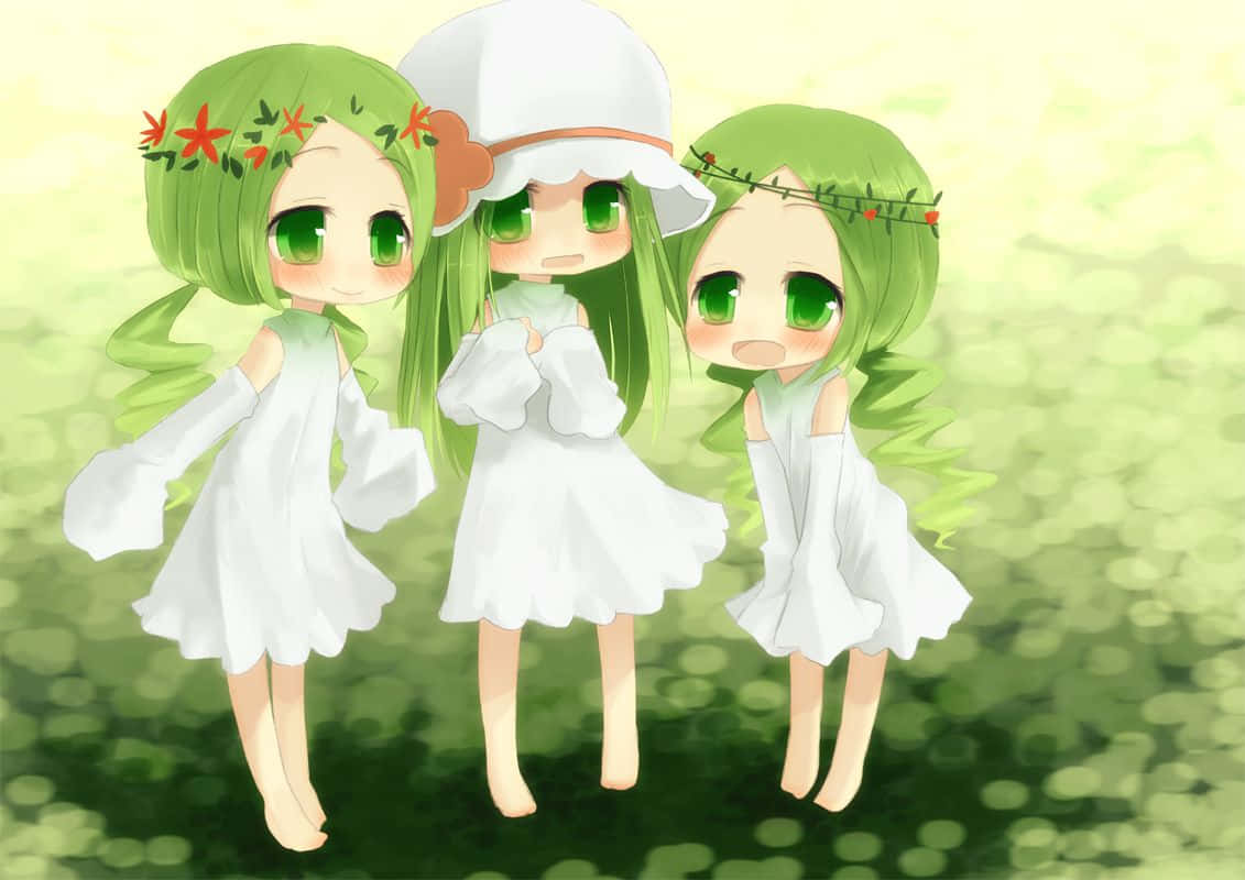 তিনটি সবুজ চরিত্র ওয়ালপেপার
