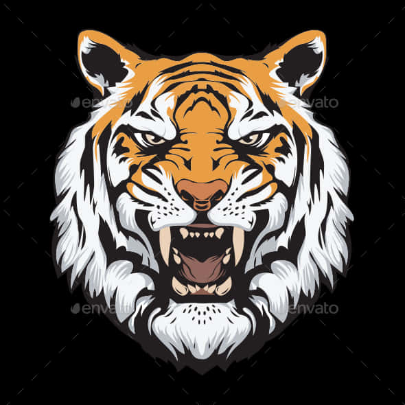 তীব্র বাঘের মুখের ভেক্টর আর্ট ওয়ালপেপার