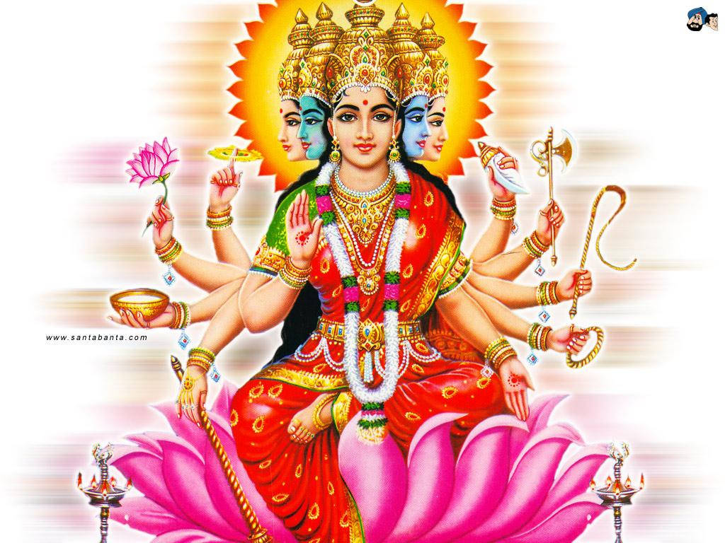 দিব্য জ্যোতি - দশহস্তা দেবী লক্ষ্মী ওয়ালপেপার