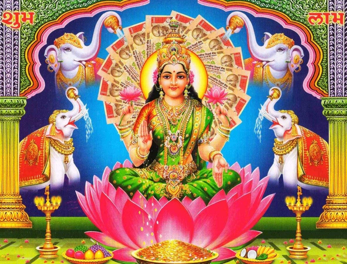ধনসম্পদে বিভূষিতা লক্ষ্মী ওয়ালপেপার