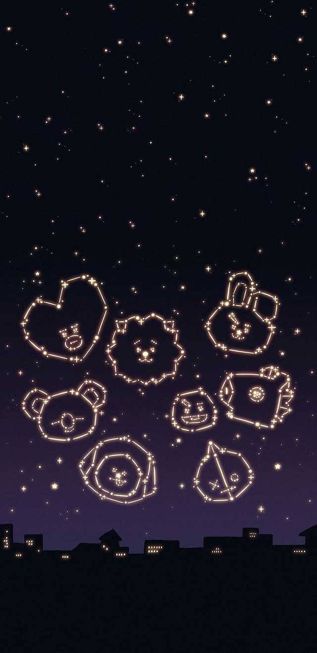 নান্দনিক BTS BT21 নক্ষত্রমণ্ডল ওয়ালপেপার