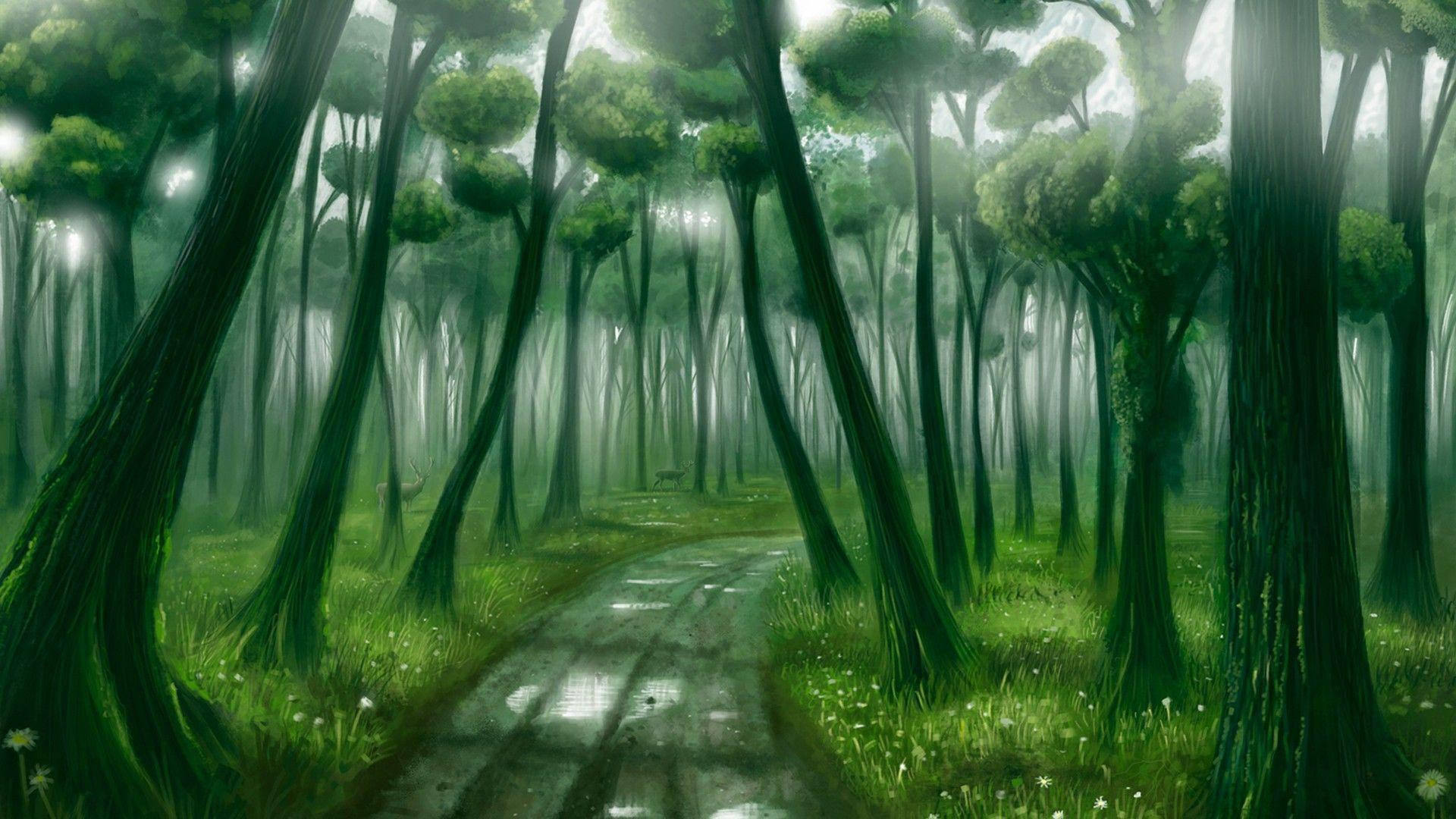নান্দনিক শিল্প লম্বা গাছ ওয়ালপেপার
