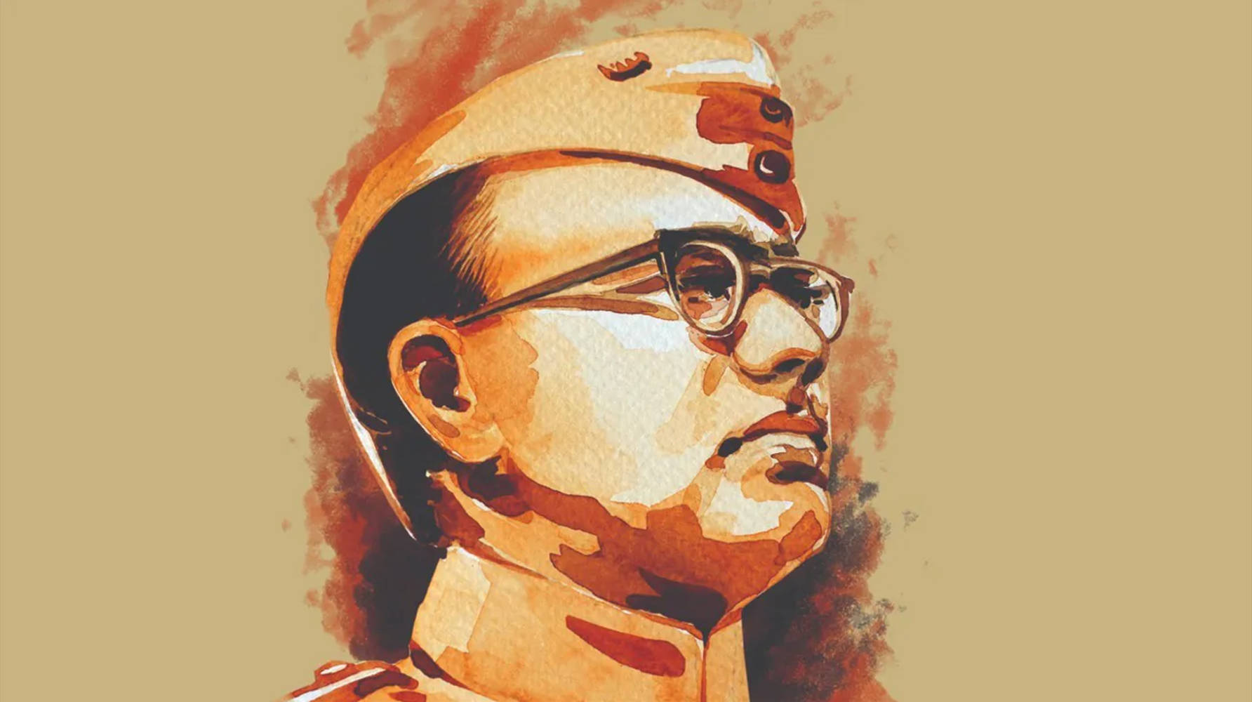 নেতাজি বোসের ব্রাউন ও ব্রোঞ্জ প্রতিকৃতি ওয়ালপেপার