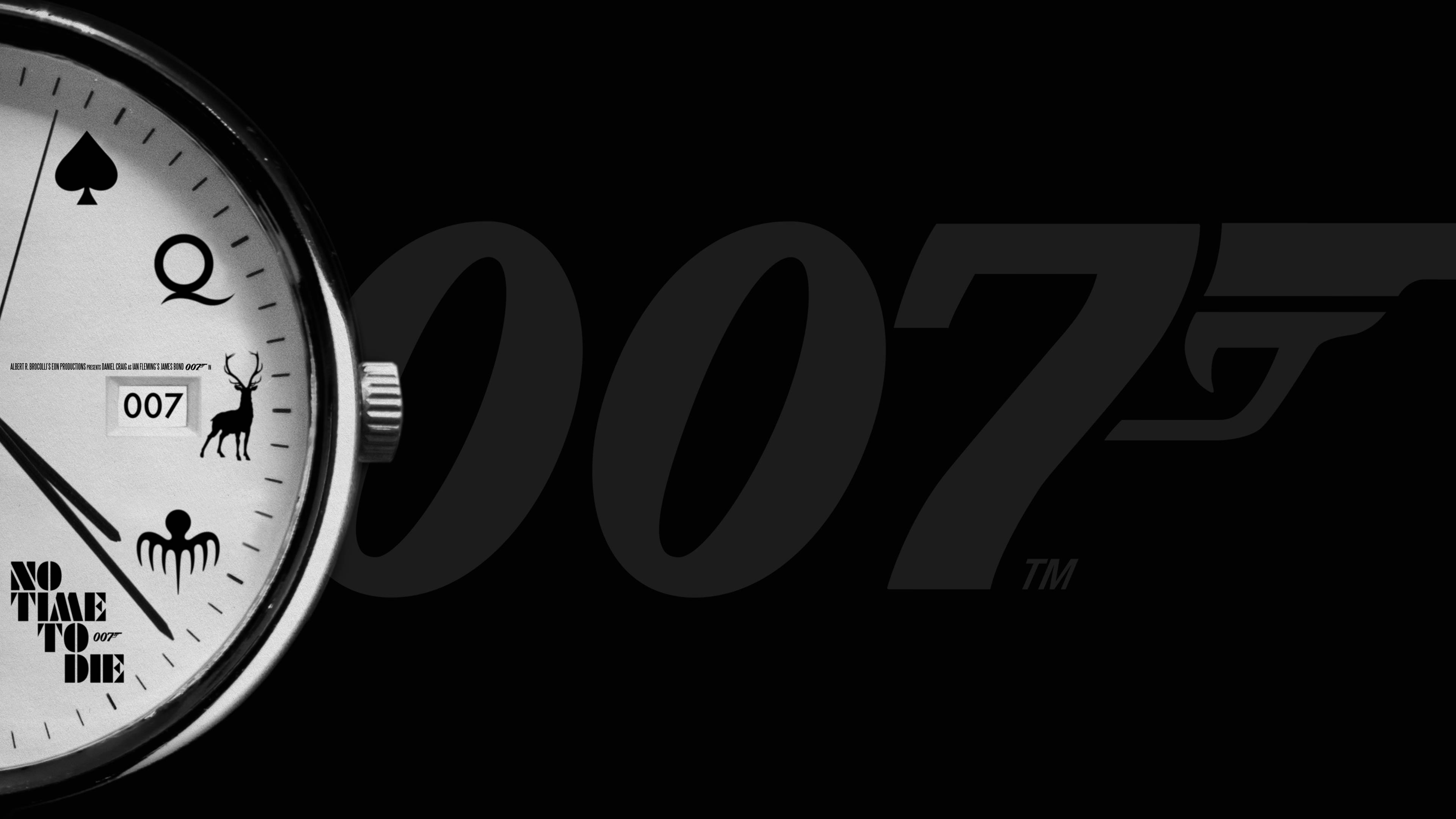 নো টাইম টু ডাই 007 কালো পটভূমিতে ওয়ালপেপার