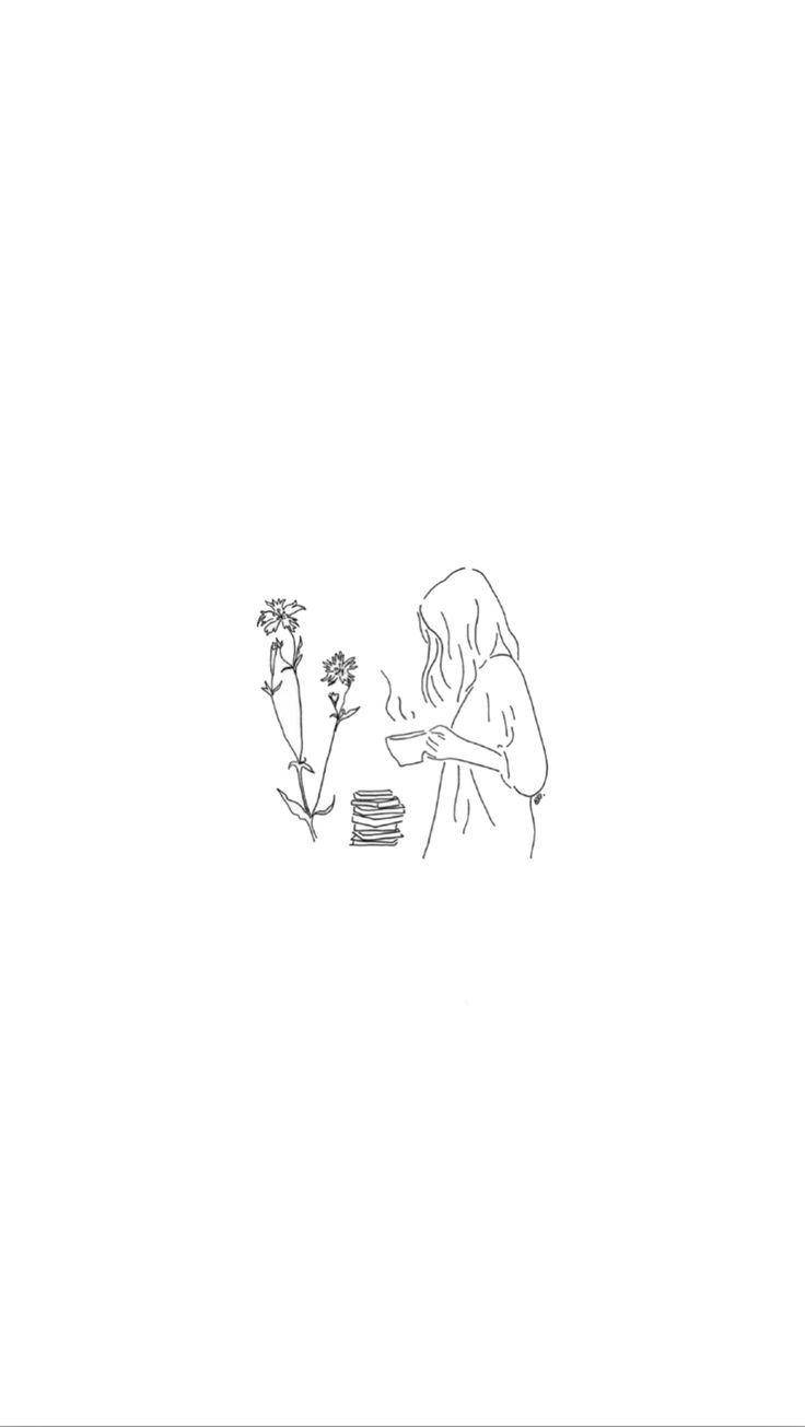 ন্যূনতম নান্দনিক নারী কফির কাপ ধরে রেখেছেন ওয়ালপেপার