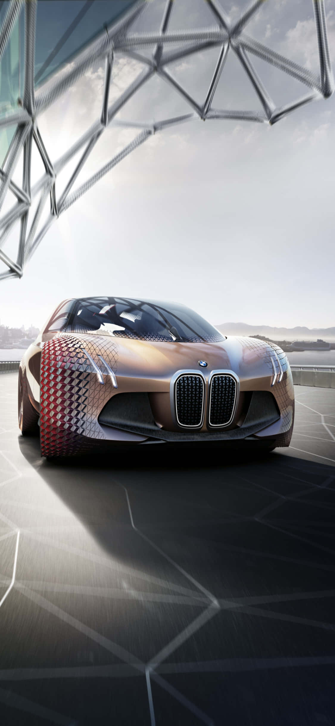 পটভূমিতে একটি BMW সহ iPhone X বিলাসিতা এবং বিলাসবহুল জীবনের নিখুঁত উদাহরণ হিসেবে দাঁড়িয়ে আছে। ওয়ালপেপার