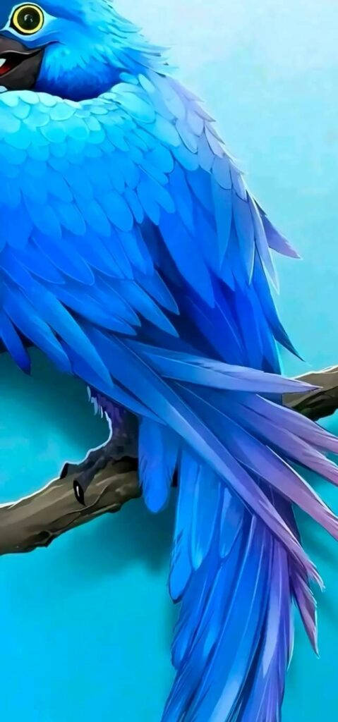 বড় নীল পাখি যার চোখ পাঞ্চ হোলের মতো ওয়ালপেপার
