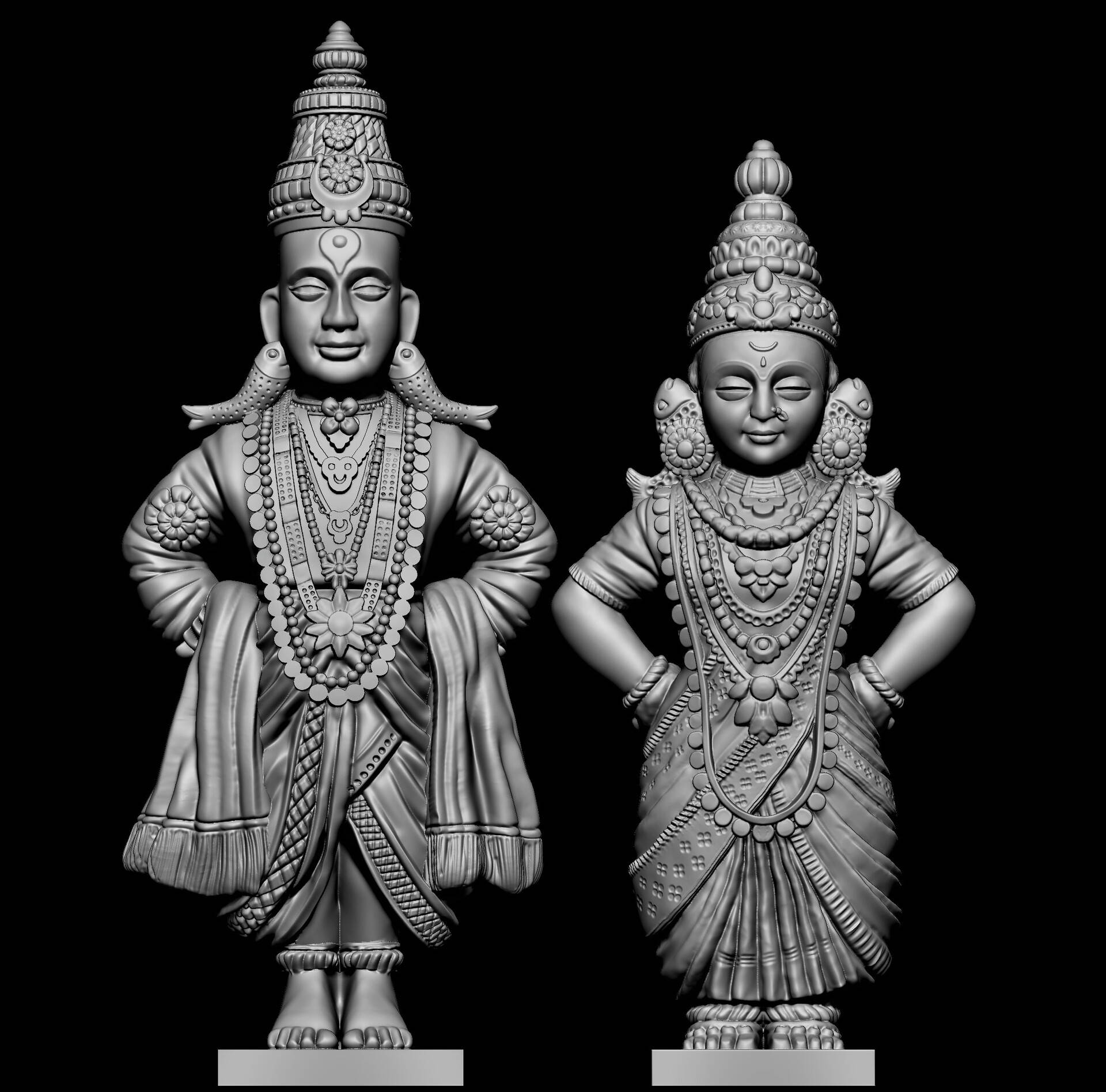 বিট্ঠল রুক্মিণী ৩ডি মূর্তি ওয়ালপেপার