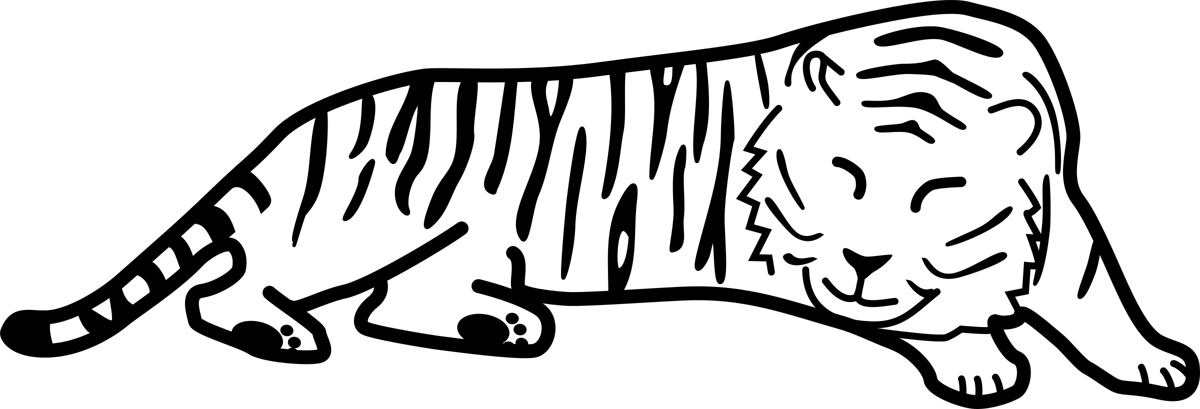 বিশ্রামরত বাঘের লাইন আর্ট ওয়ালপেপার