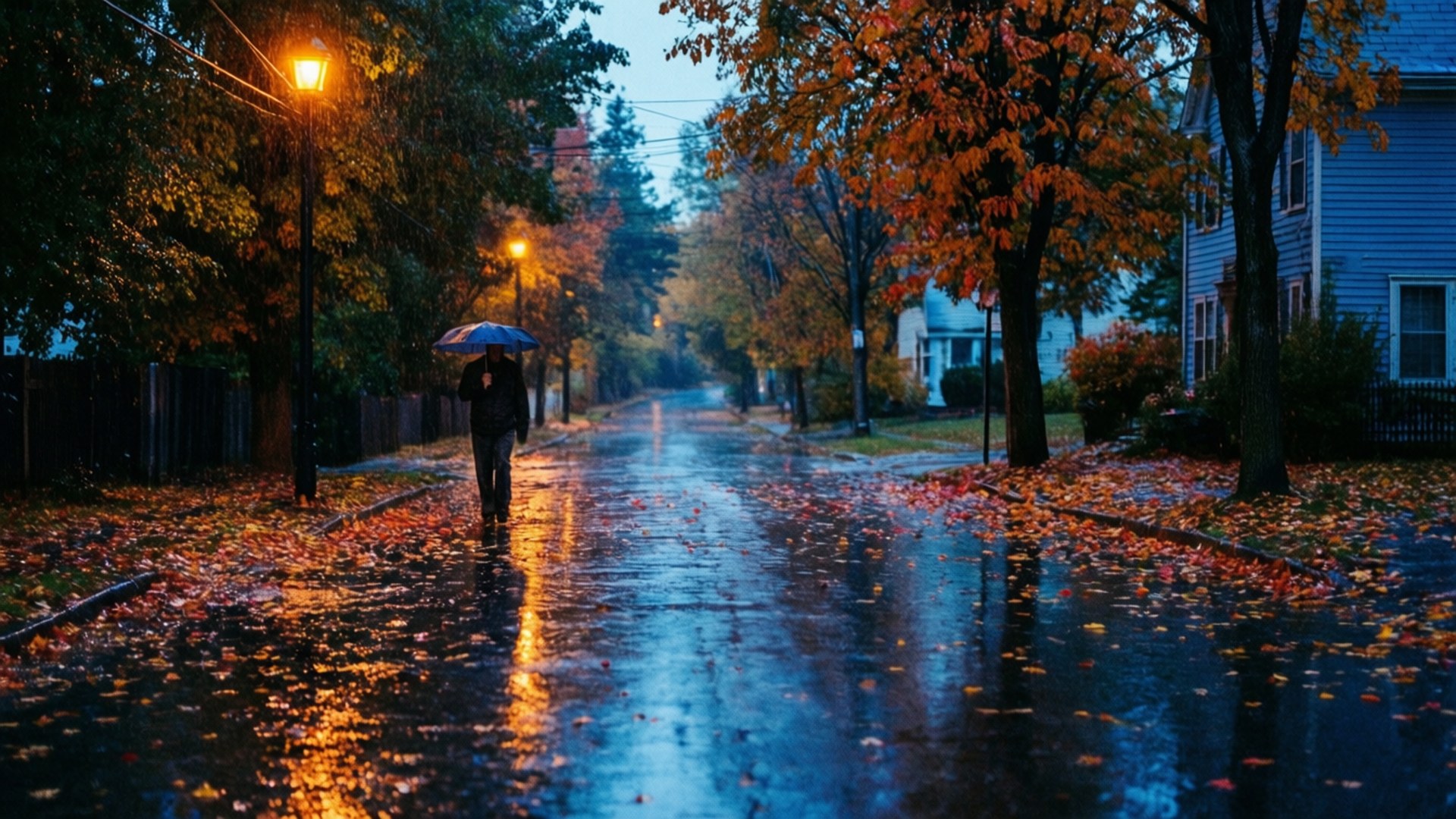 বৃষ্টির শরতের রাস্তা ওয়ালপেপার