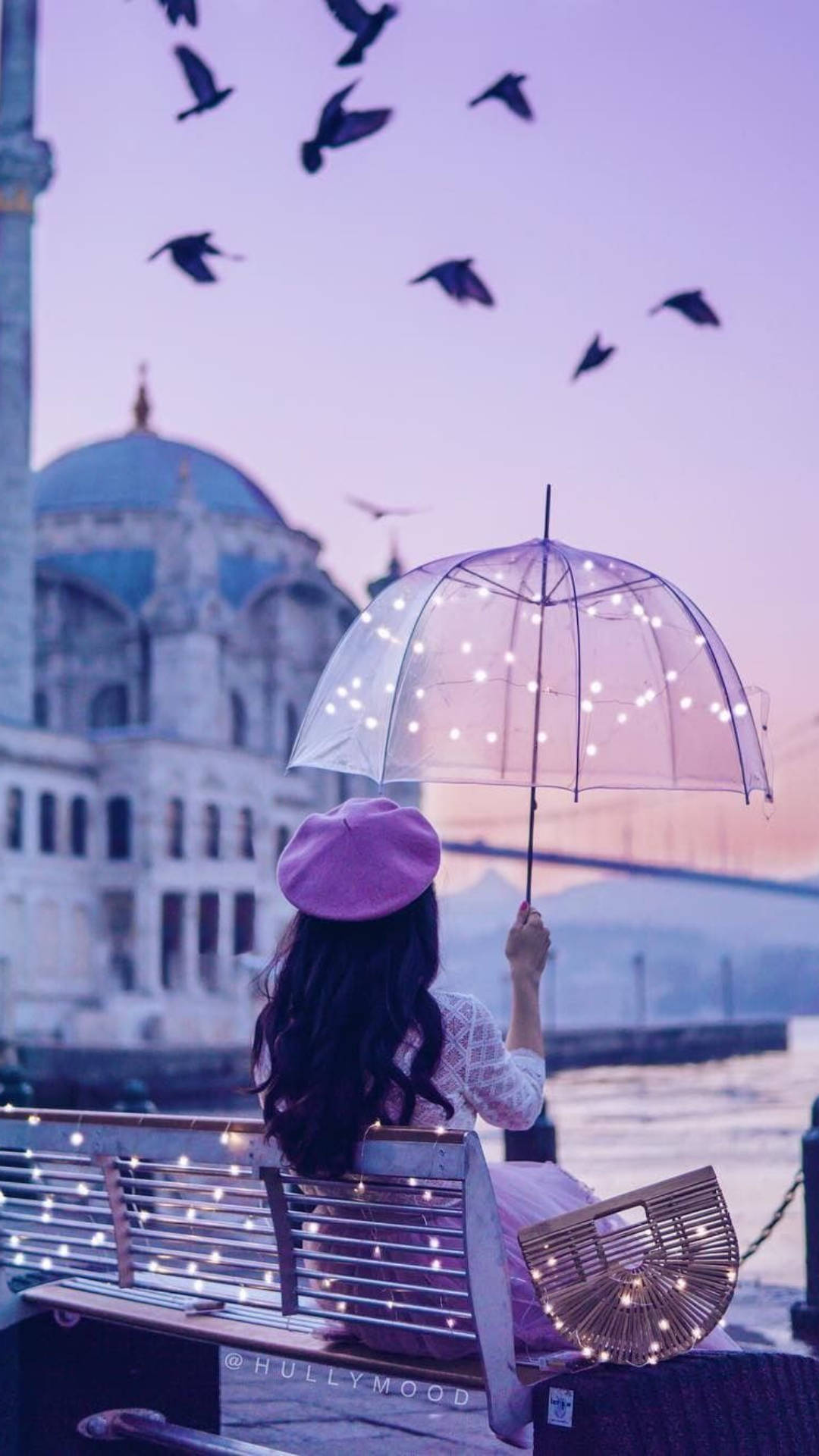 বেঞ্চে বসা মেয়ের Instagram প্রোফাইল ওয়ালপেপার
