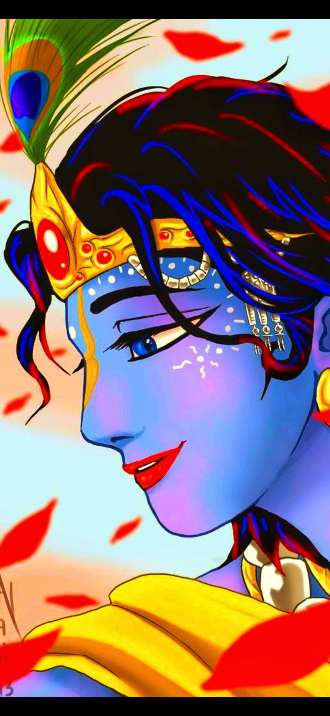 বেবি কৃষ্ণ এইচডি রঙিন অঙ্কন ওয়ালপেপার