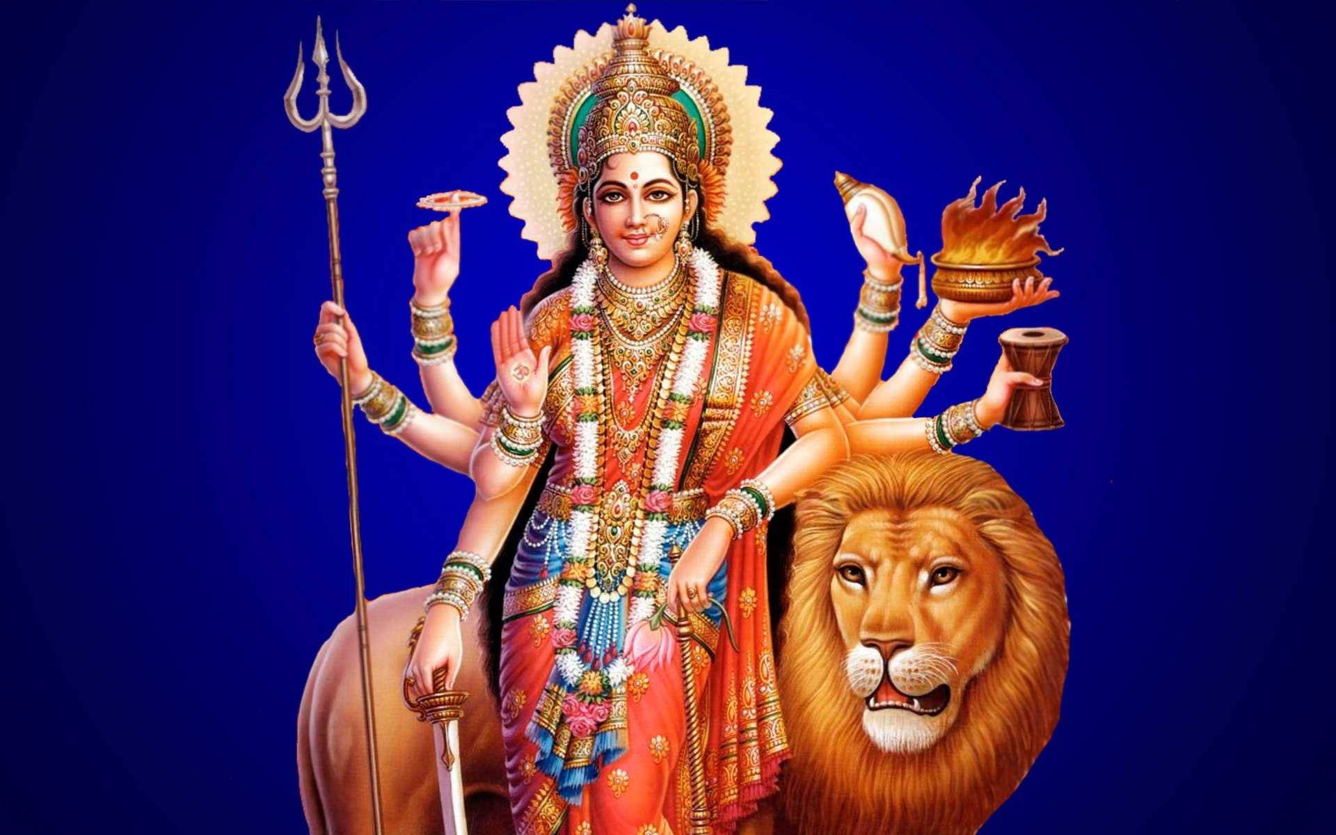 মা শেরওয়ালী ব্লু অ্যাস্থেটিক ব্যাকড্রপ ওয়ালপেপার