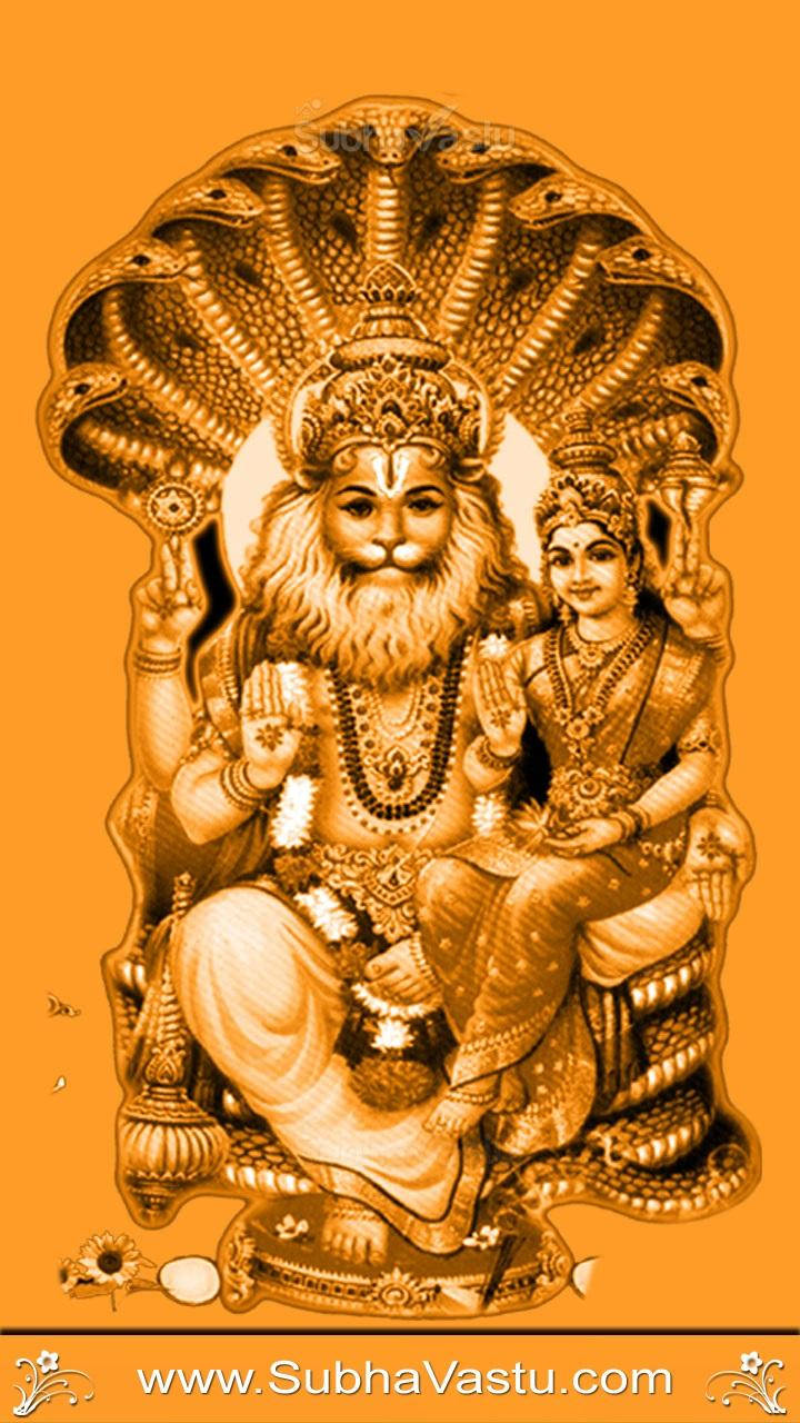 লর্ড নরসিংহ অরেঞ্জ অ্যাস্থেটিক ওয়ালপেপার