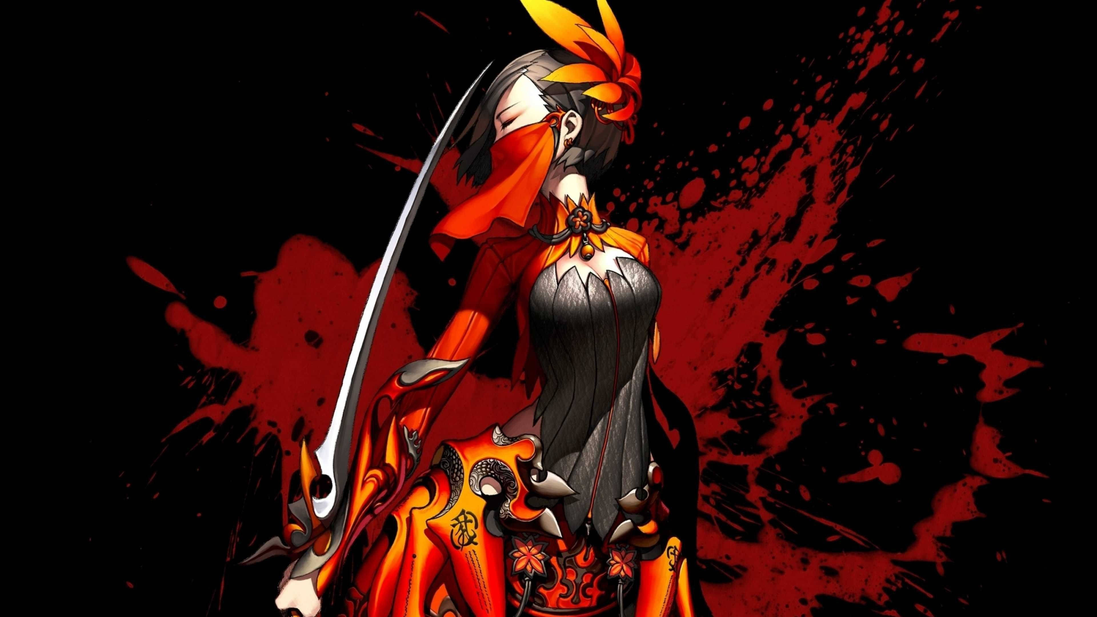 লাল অ্যানিমে সৌন্দর্য ওয়ালপেপার