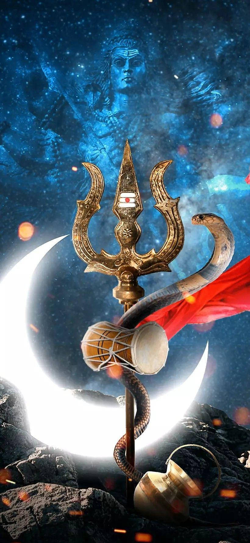 শিব আইফোন ত্রিশূল চাঁদ সহ ওয়ালপেপার