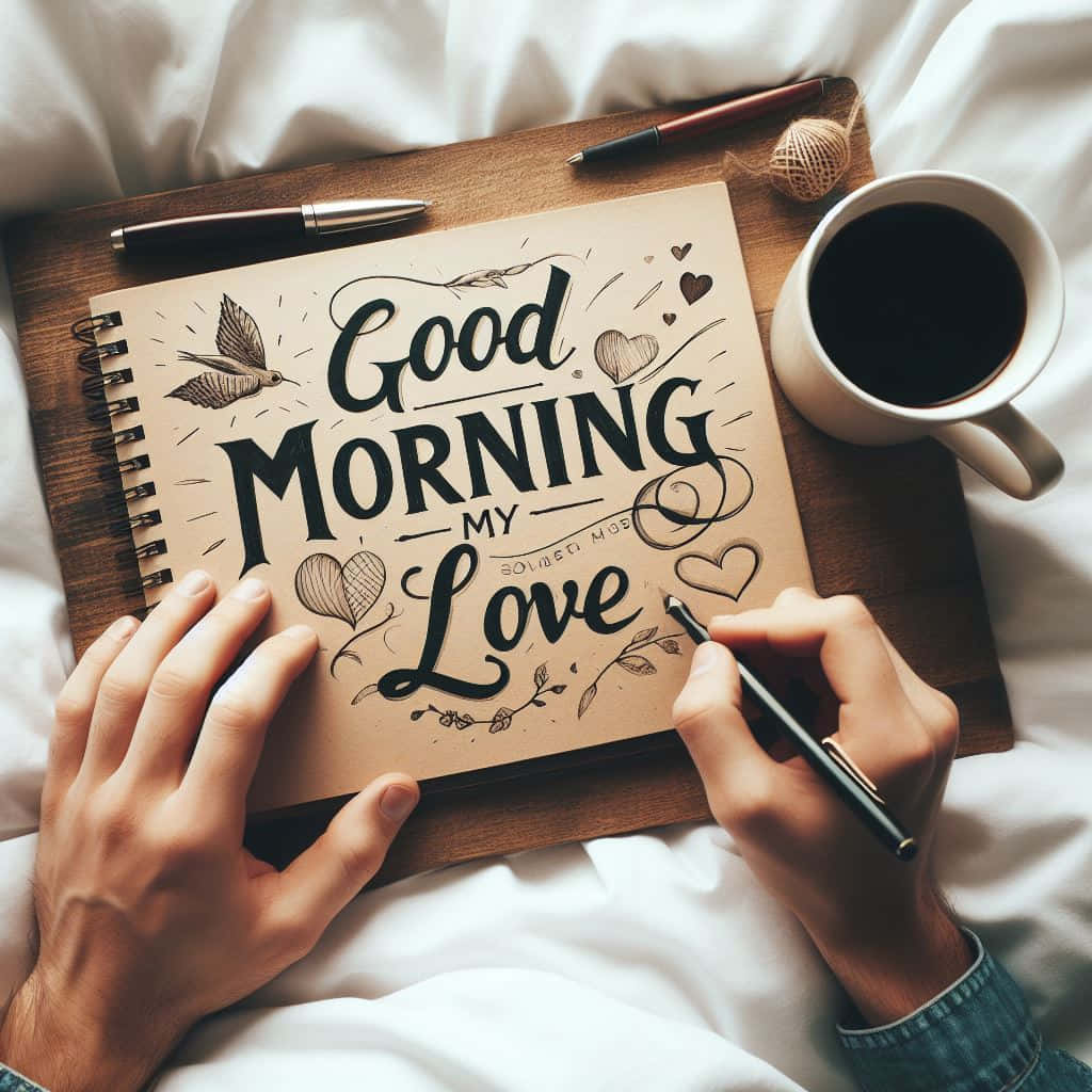 শুভ সকাল আমার প্রেমিক হাতে লেখা নোট ওয়ালপেপার