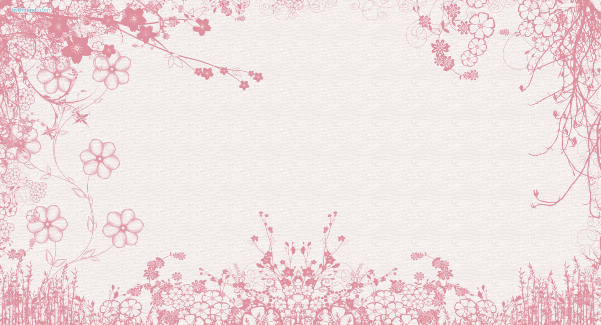 সাদা ব্যাকগ্রাউন্ডে গোলাপী ফুলের ফ্রেম ওয়ালপেপার