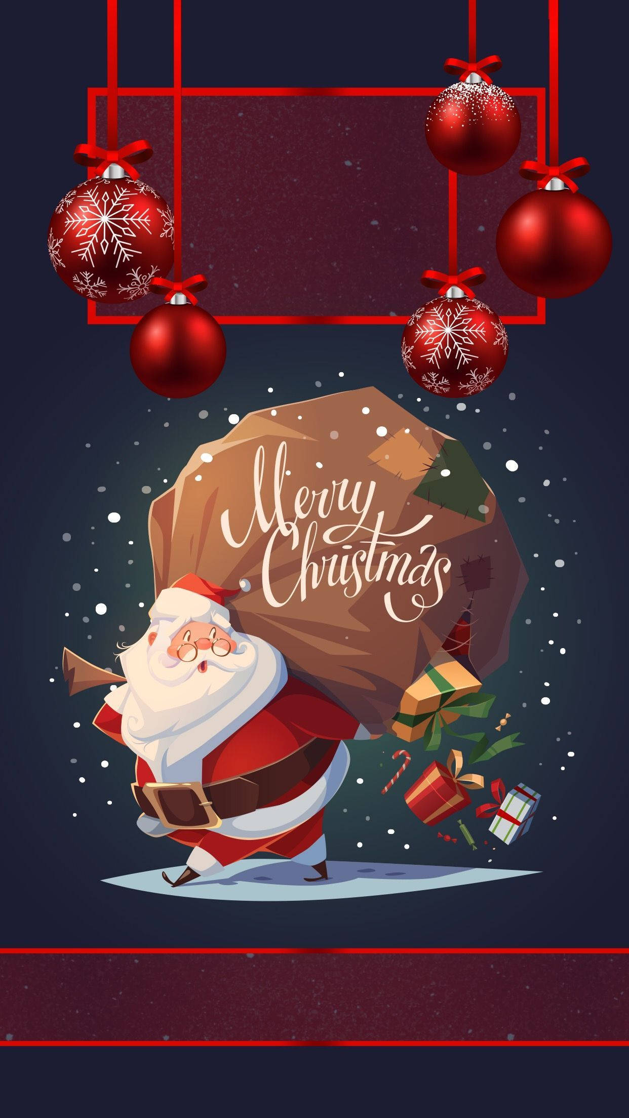 সান্তা ক্লজ ক্রিসমাস উপহার বিতরণ করছেন - iPhone ওয়ালপেপার