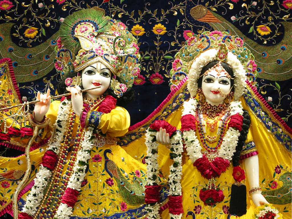 সুন্দর কৃষ্ণ ও রাধা দেবতার মূর্তি ওয়ালপেপার
