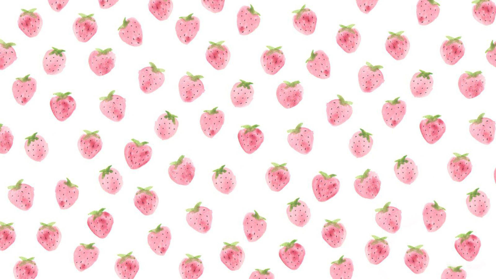 সুন্দর গোলাপি স্ট্রবেরি পেইন্টিং ওয়ালপেপার