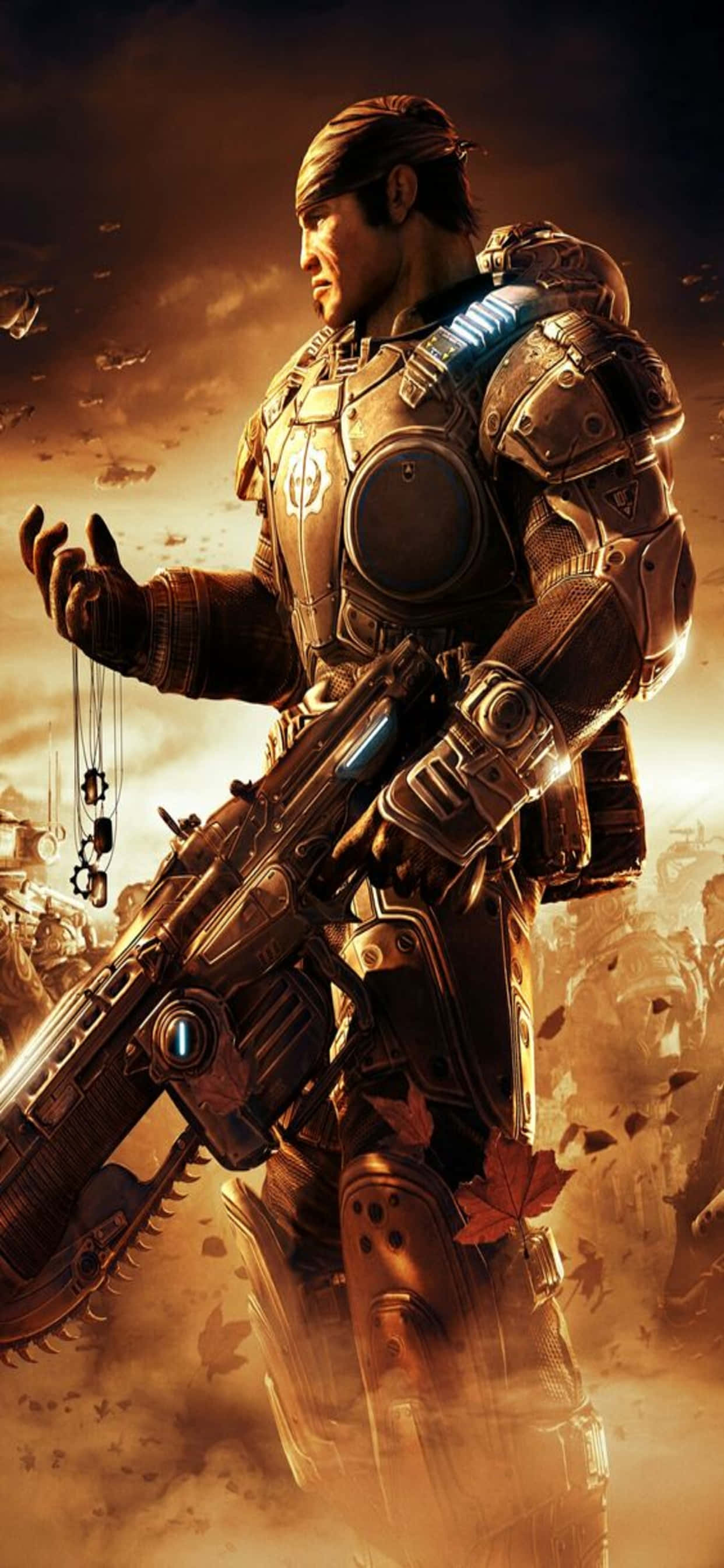 সেপিয়া Marcus iPhone XS Max Gears Of War 5 ব্যাকগ্রাউন্ড ওয়ালপেপার
