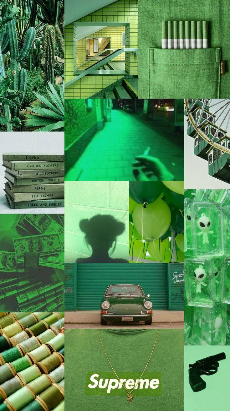 হালকা সবুজ নান্দনিক কোলাজ ছবি ওয়ালপেপার