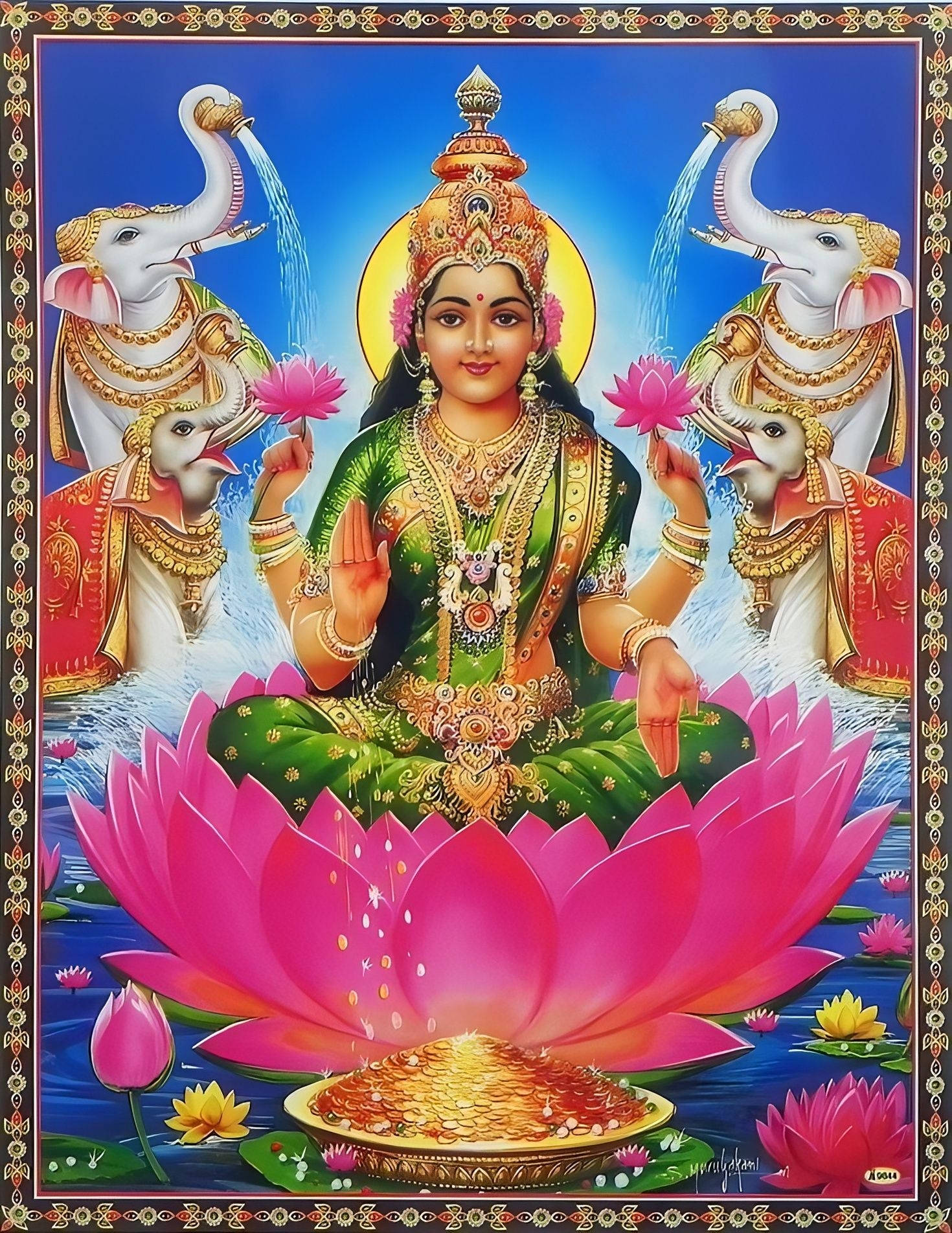 হিন্দু দেবী গজ অষ্ট লক্ষ্মী ওয়ালপেপার