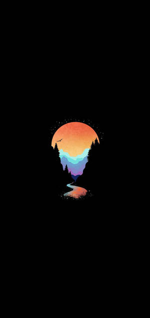 Amoled পর্বতস্রোত — আইফোন ১৬ প্রো ওয়ালপেপার